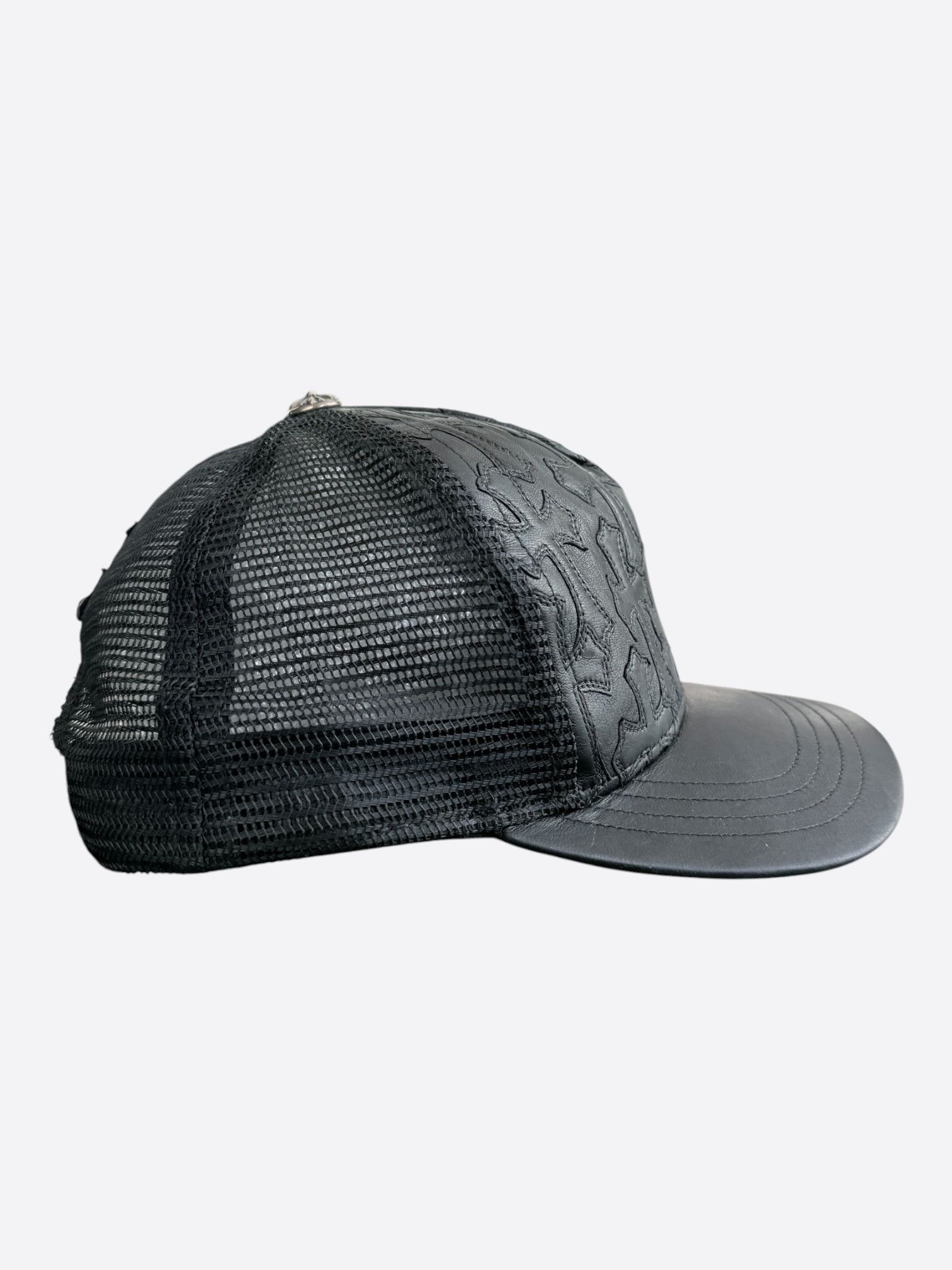 Chrome Hearts Chrome Hearts Black Leather Cemetery Cross Patch Trucker Hat Size ONE SIZE - 2 Thumbnail