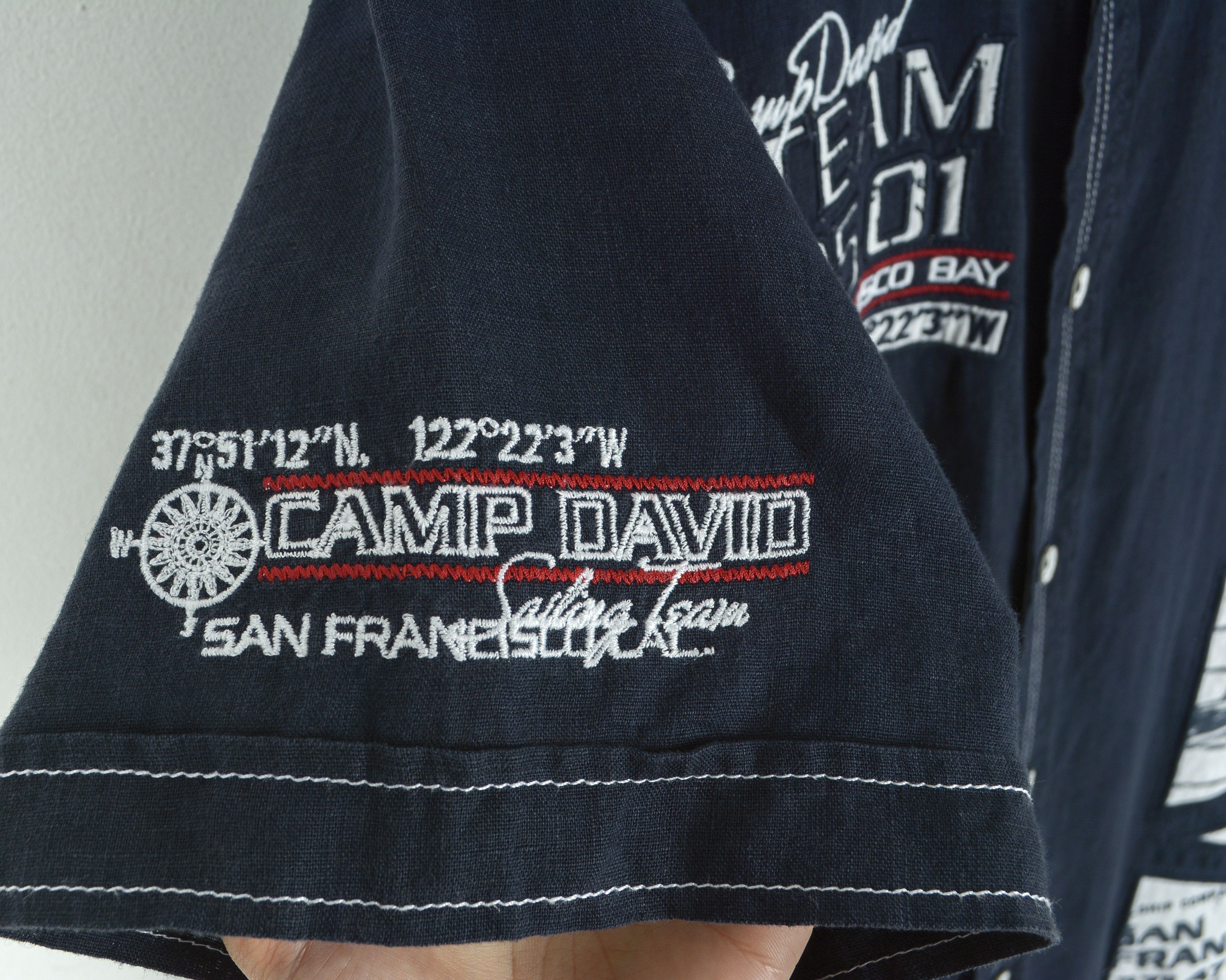 Camp David Linen Shirt M Muscule Fit ShortSleeve Casual Embroidery Flax Size US M / EU 48-50 / 2 - 6 Thumbnail