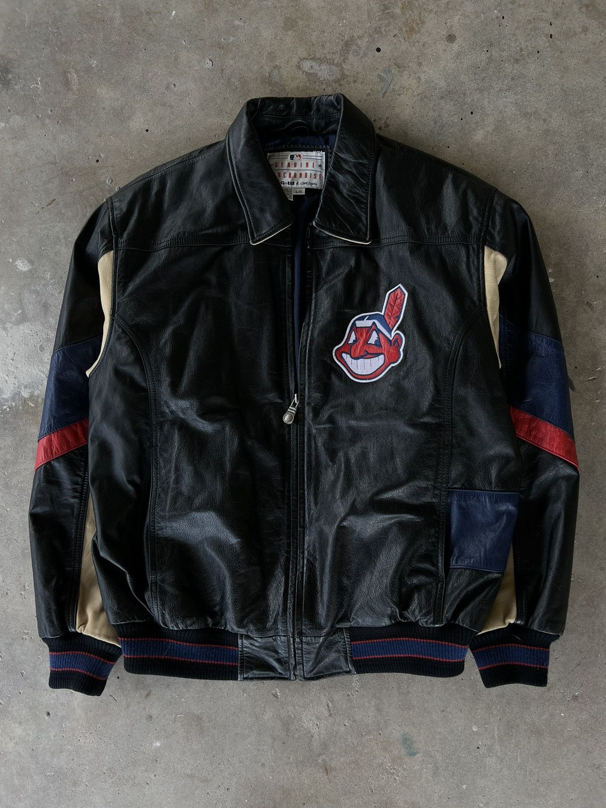 Vintage 90’s Cleveland Indians MLB Leather Jacket