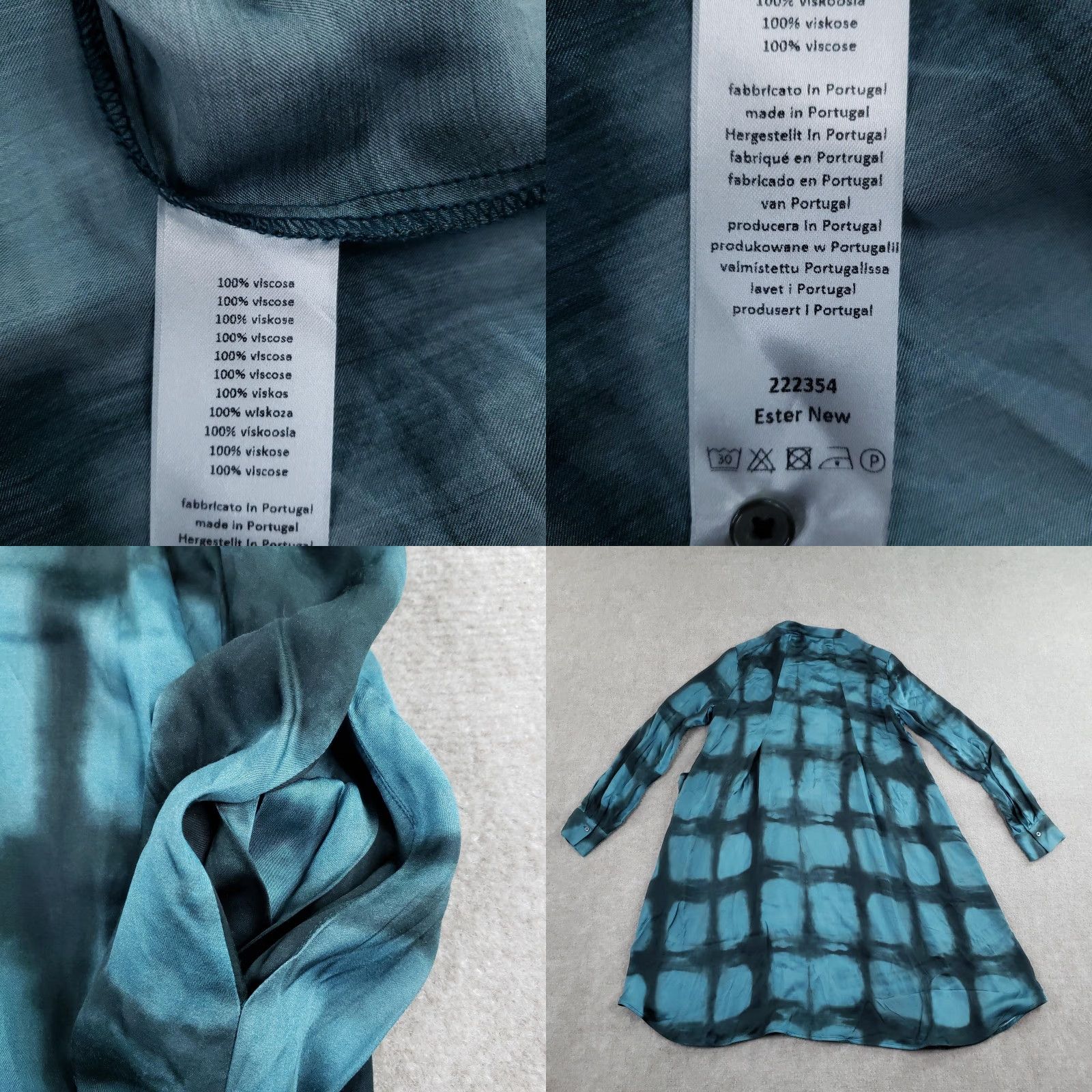 Vintage 0039 Italy Shirt Dress Womens Medium Blue Tie Dye Viscose Henley Ester Boho Size M / US 6-8 / IT 42-44 - 8 Thumbnail
