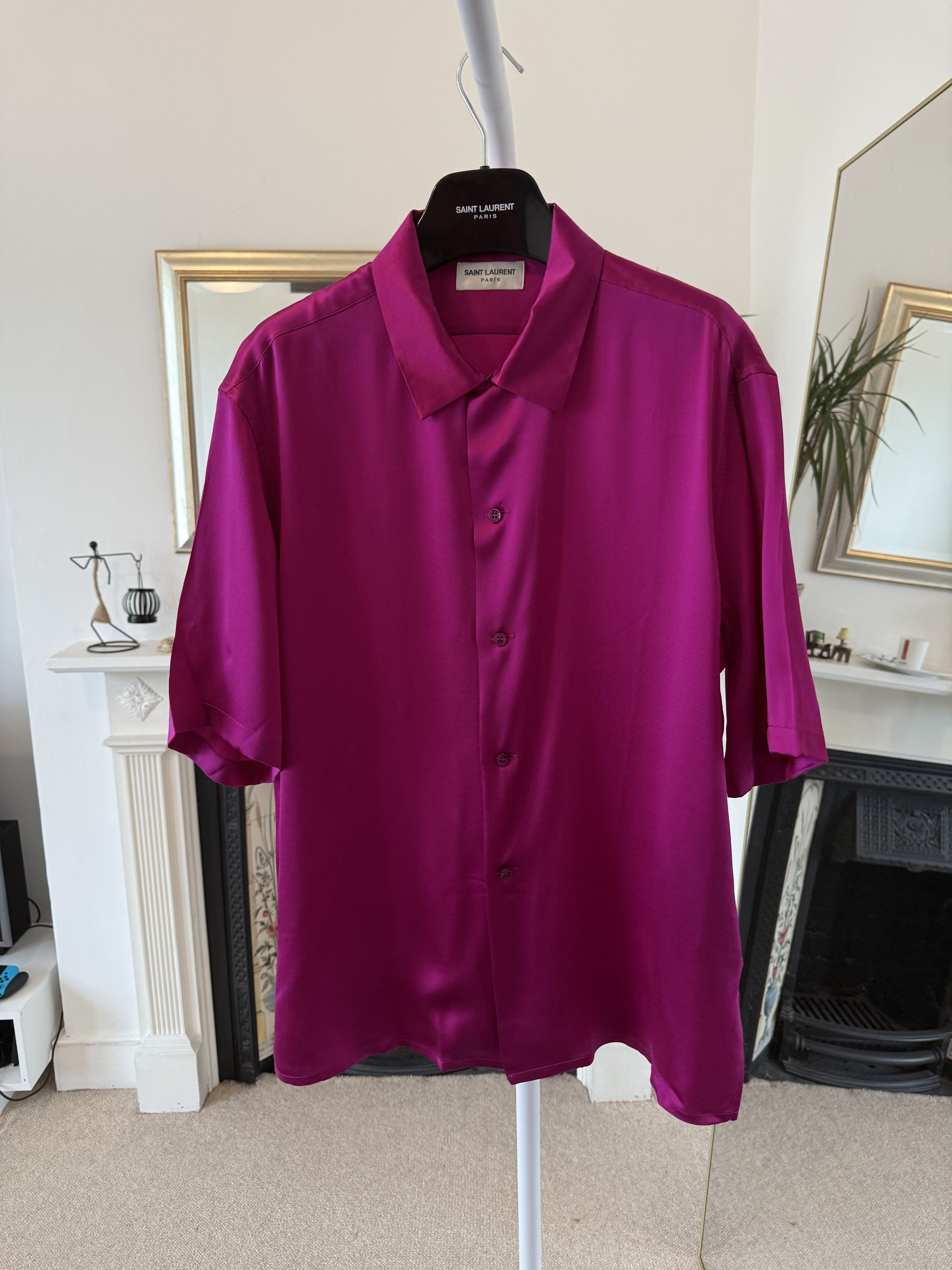 Saint Laurent Paris Saint Laurent Satin Pink Silk Shirt Size US M / EU 48-50 / 2 - 1 Thumbnail