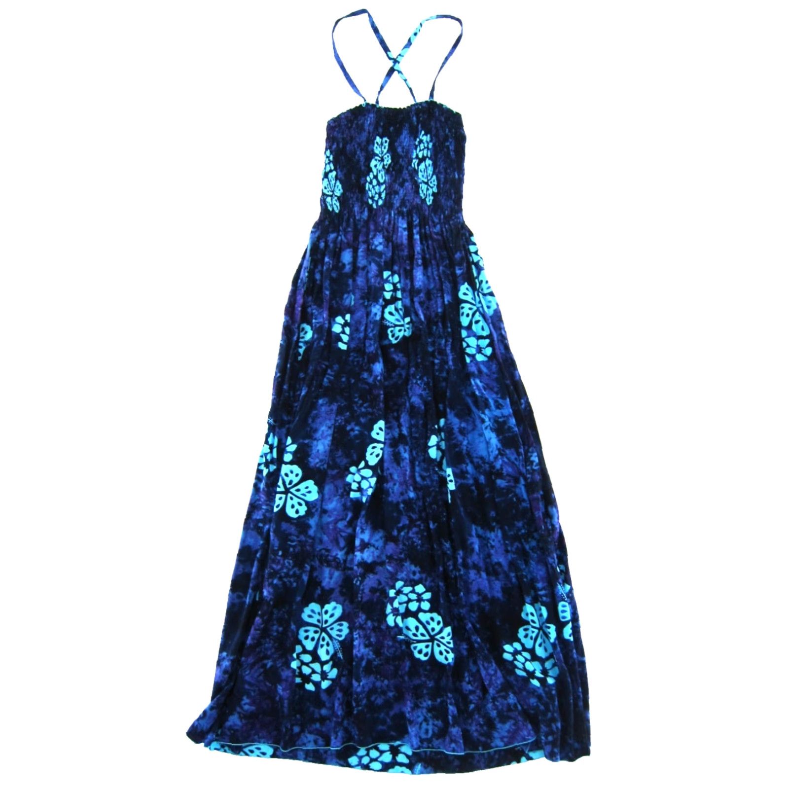 Vintage VINTAGE Young Fashion Blue Tropical Hawaiian Floral Long Maxi Tank Sun Dress M Size M / US 6-8 / IT 42-44 - 2 Thumbnail