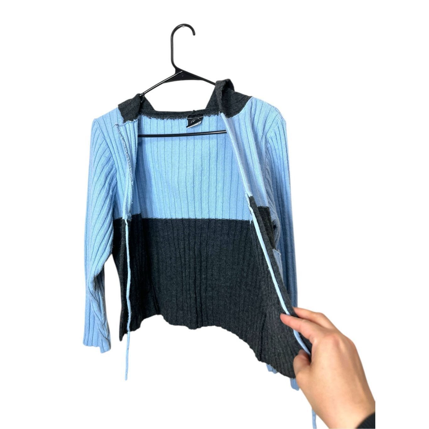 Other Vintage smooches Y2K Blue Gray Chunky Knit Cardigan Sweater Size M / US 6-8 / IT 42-44 - 4 Thumbnail