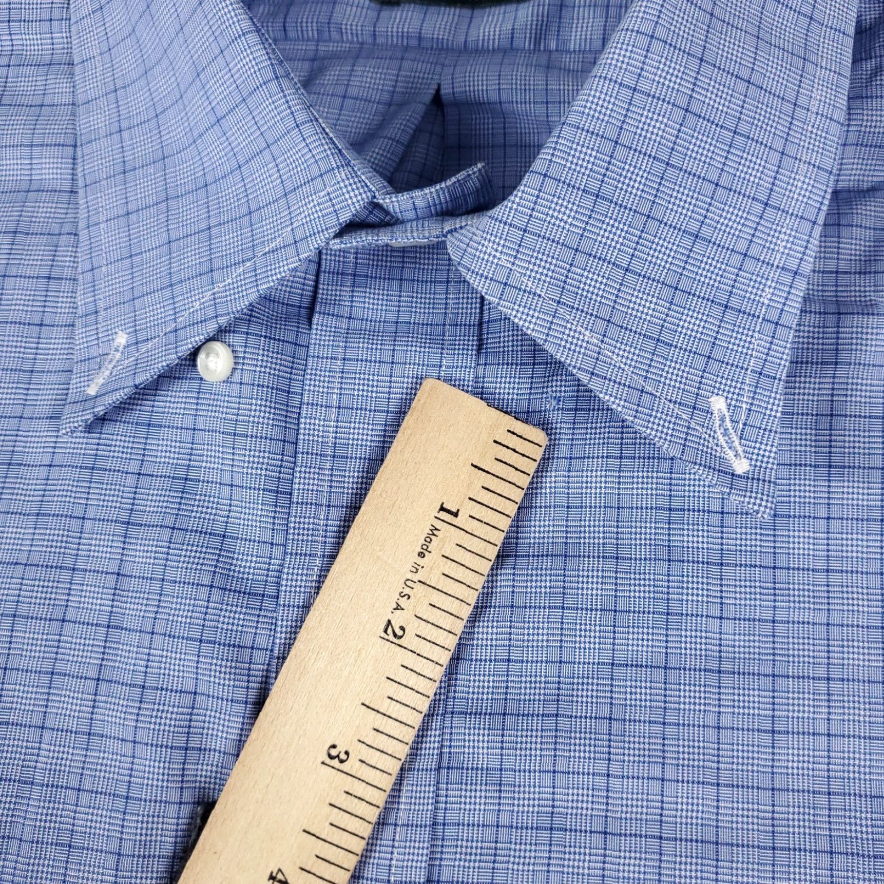 Ralph Lauren Ralph Lauren Dress Shirt Mens 17.5 Blue Plaid Button-Down Long Sleeve Cotton Mens Size 46R - 4 Thumbnail
