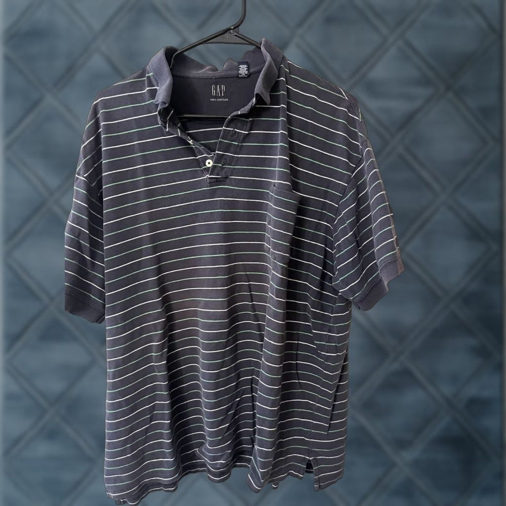 Gap VINTAGE GAP Polo Shirt Men XL Striped Blue 100% Cotton Athletic Regular Short Sleeve Collared Logo Modern Men's Clothing Size US XL / EU 56 / 4 - 1 Thumbnail