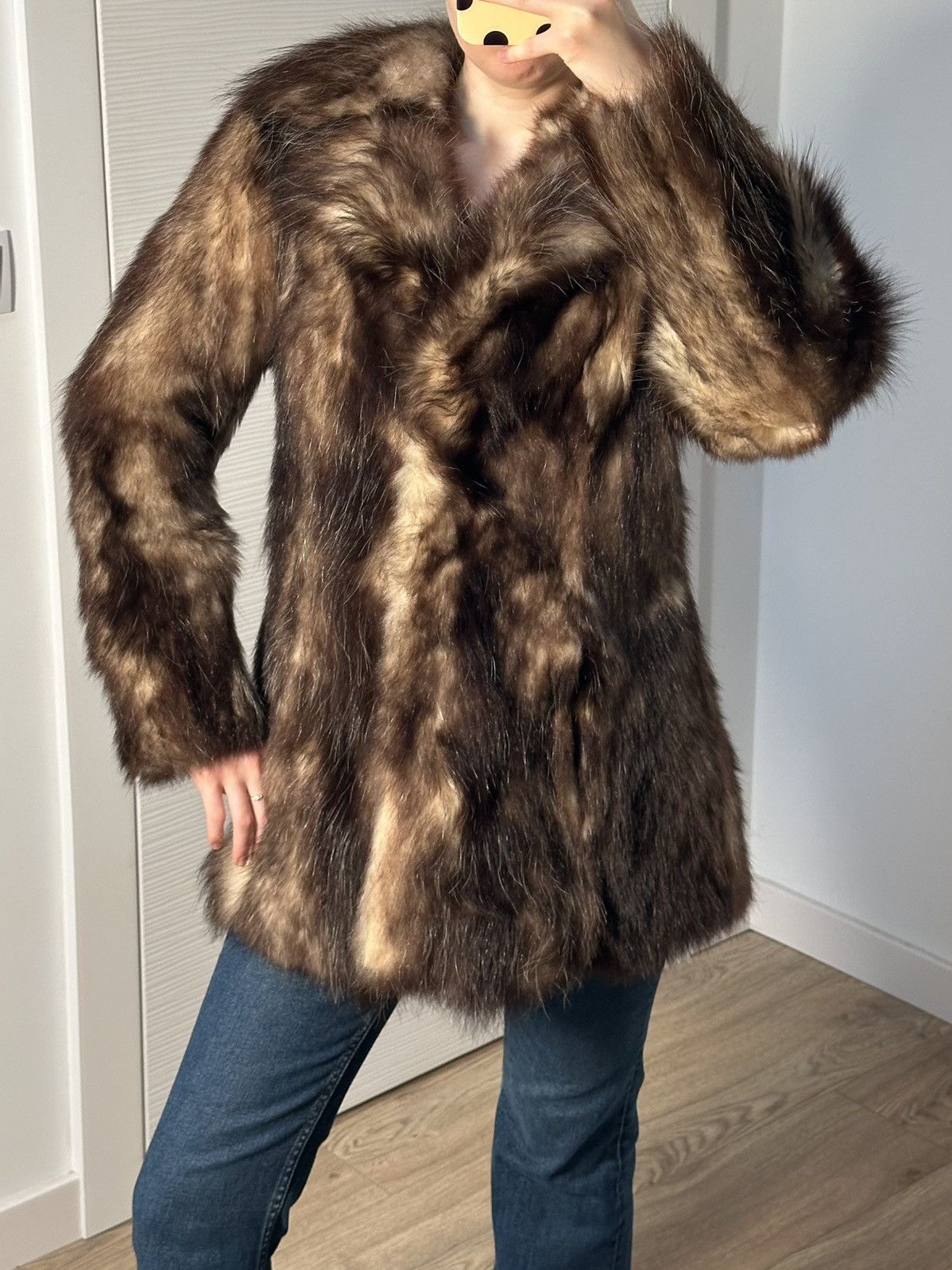 Vintage Genuine Real Raccoon Fur Brown Coat Y2k Vintage Retro Size XS / US 0-2 / IT 36-38 - 1 Thumbnail