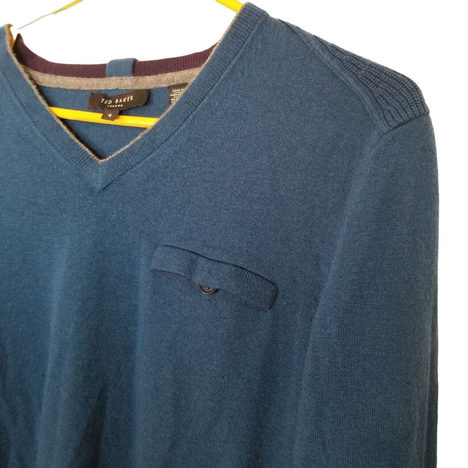 Ted Baker Ted Baker Mens Wool Cashmere V-Neck Sweater L Quiet Luxury Size US L / EU 52-54 / 3 - 5 Thumbnail
