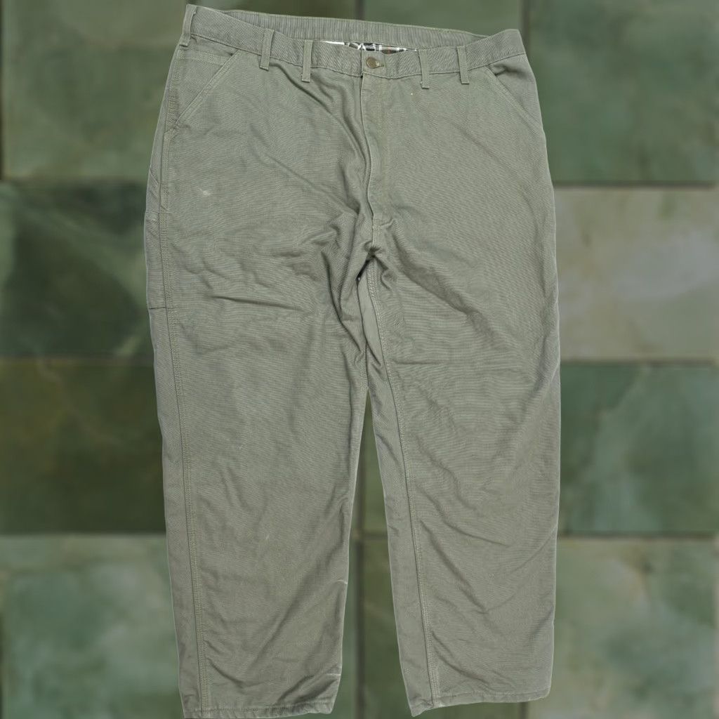 Carhartt Carhartt Loose Fit Washed Duck Flannel Lined Work Pants Mens 46x32 Moss Green Size US 30 / EU 46 - 1 Thumbnail