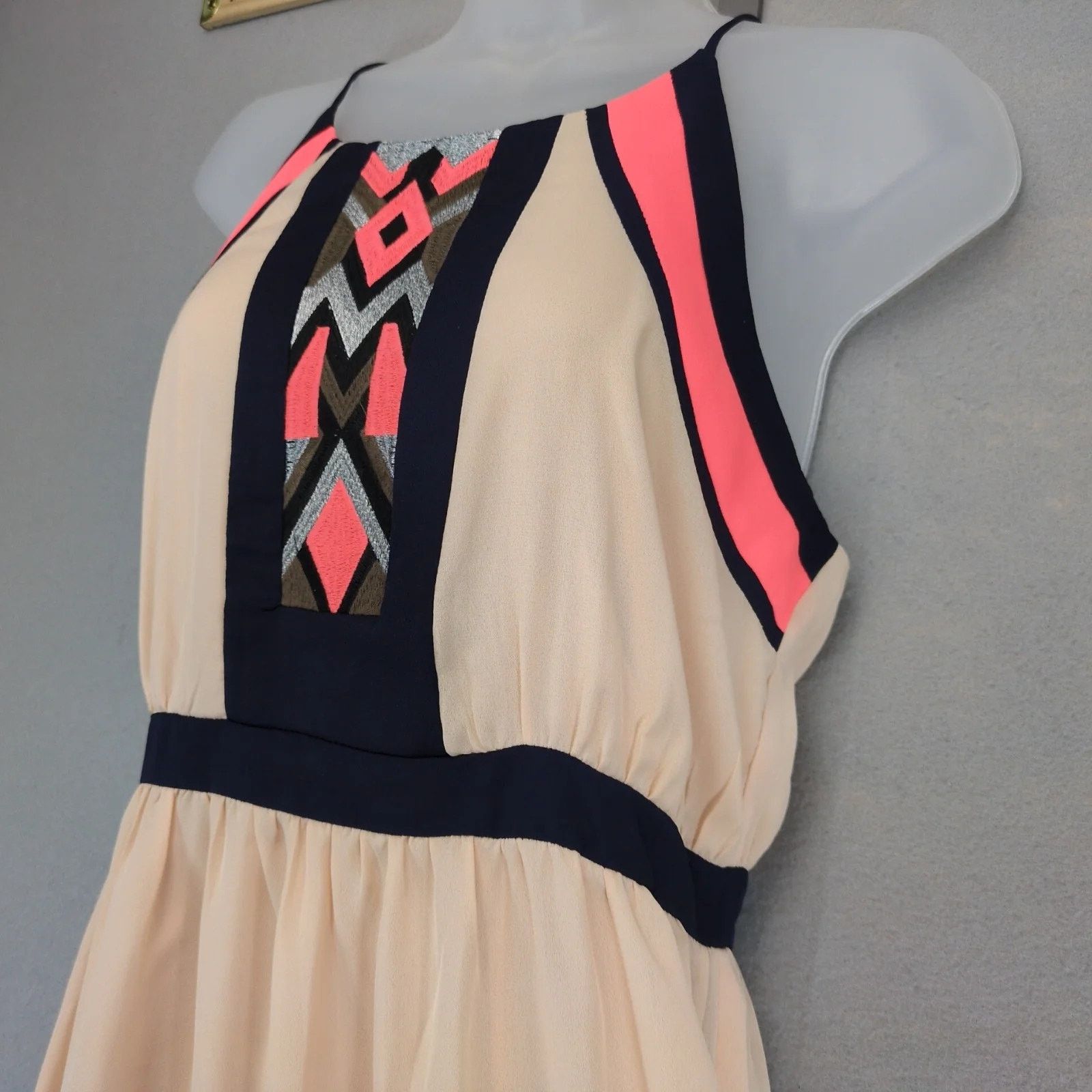 Other Lulumari Embroidered Peach Chiffon Halter Strap Maxi Dress M Size M / US 6-8 / IT 42-44 - 3 Thumbnail
