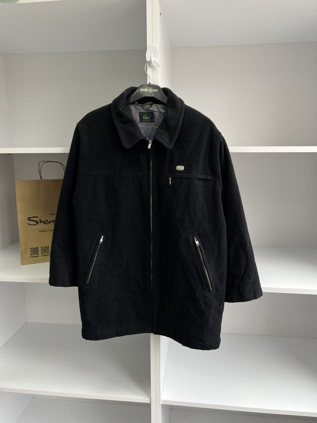 Lacoste × Vintage Lacoste Vintage Wool Bomber Jacket Lined Dark Navy Size US M / EU 48-50 / 2 - 5 Thumbnail