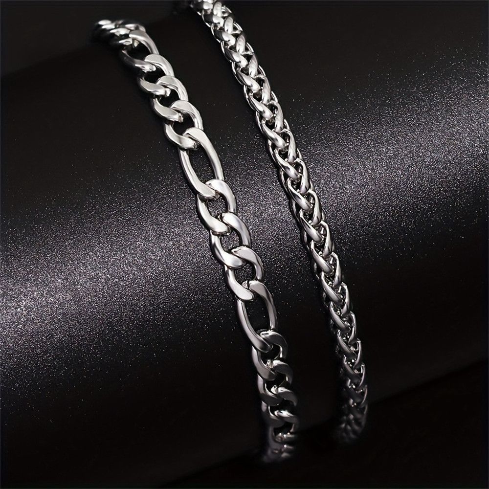 Japanese Brand Silver Double Curb Cuban Chain Bracelet Size ONE SIZE - 3 Thumbnail