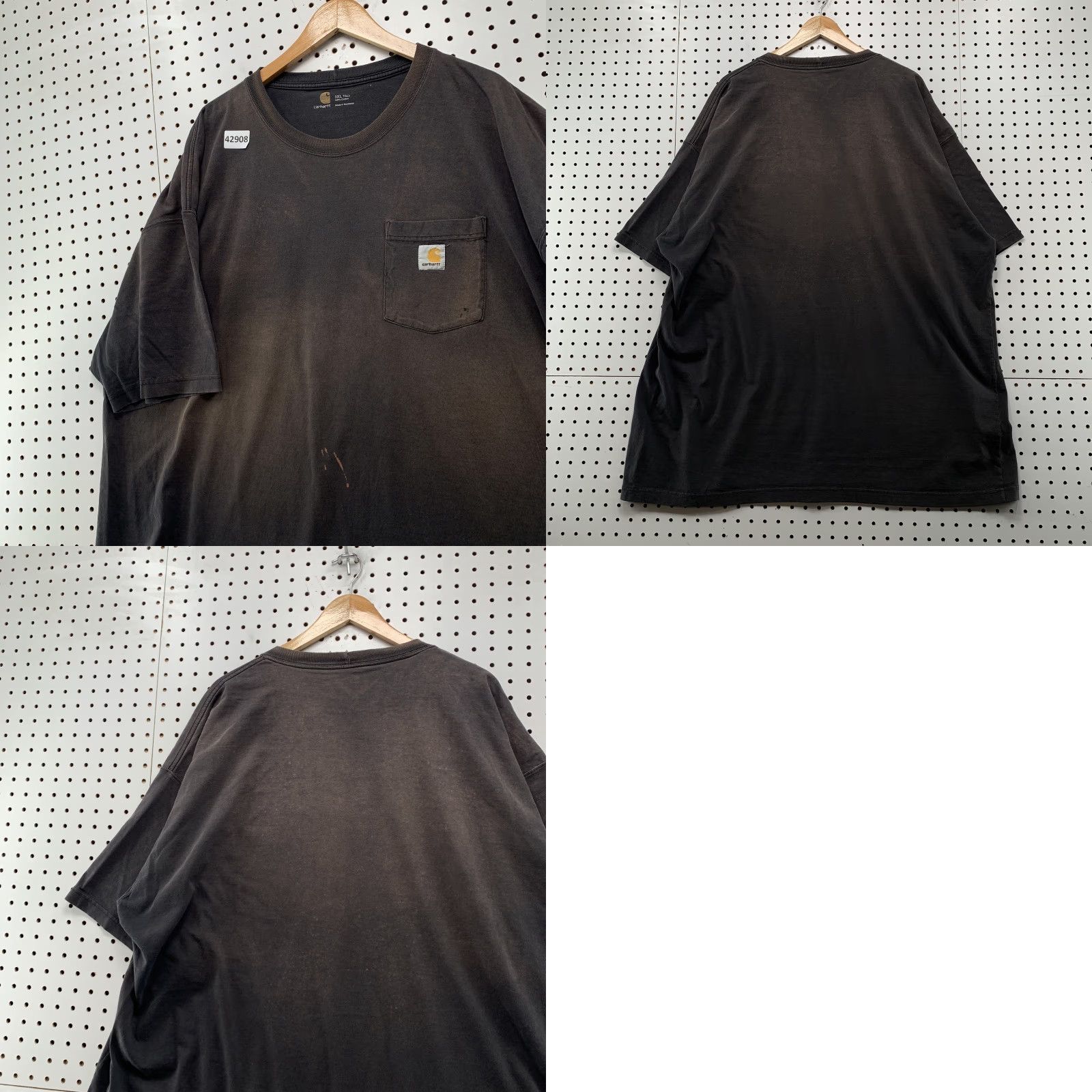 Carhartt Carhartt Pocket T-Shirt Mens 3XLT Tall Faded Distressed Black Grunge Size US XXL / EU 58 / 5 - 8 Thumbnail