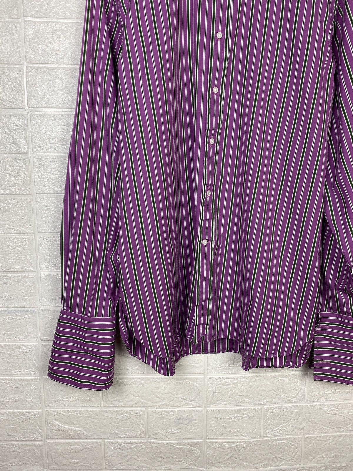 Polo Ralph Lauren × Ralph Lauren Purple Label Ralph Lauren Purple Label Dress Shirt Purple Striped French Size US XL / EU 56 / 4 - 4 Thumbnail