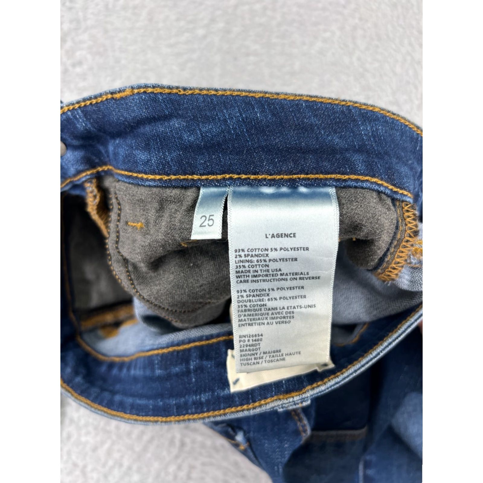 L'AGENCE L'AGENCE Jeans Womens 25 Blue Denim Skinny Slim 5-Pocket Design US Made Size 42" / US 20 - 4 Thumbnail