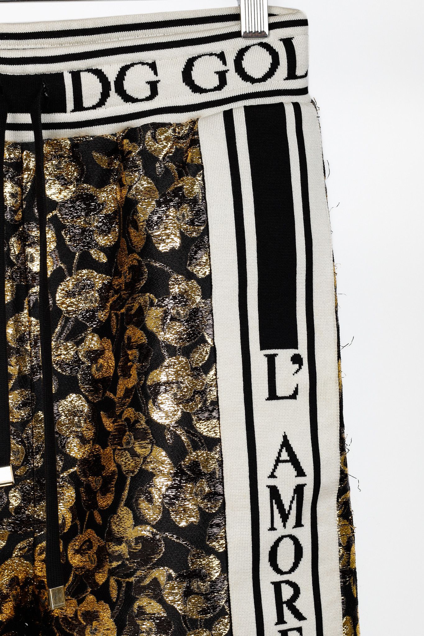Dolce & Gabbana Dolce & Gabbana Gold Floral-Jacquard Tape-Trim Track Pants Size 27" / US 4 / IT 40 - 5 Thumbnail