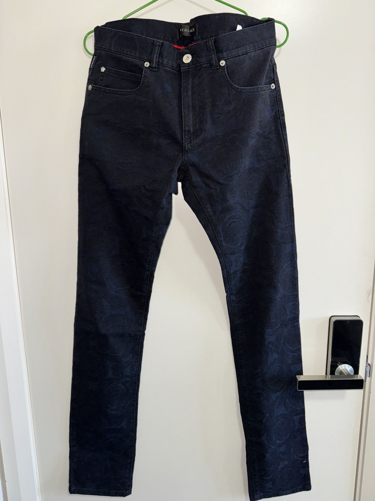 Versace Baroque Jeans Cody Fit Dark Navy blue Medusa Print Slim Size US 31 - 2 Thumbnail
