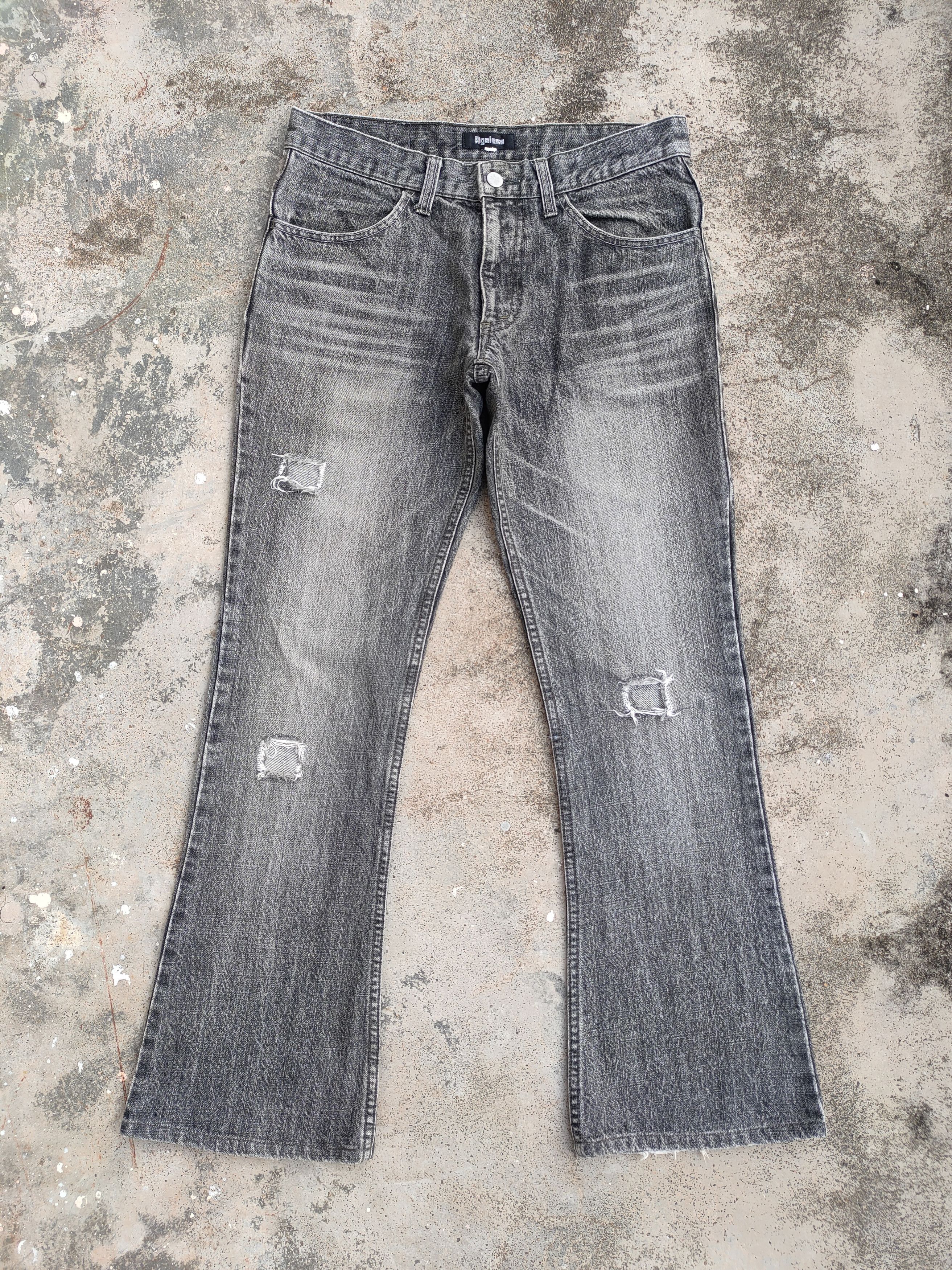 Japanese Brand VINTAGE AGELESS BLACK FLARE RIPPED JEANS DENIM PANTS Size US 31 - 1 Thumbnail