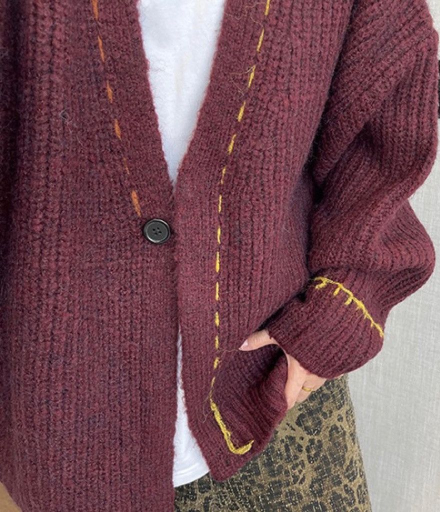 Japanese Brand × Vintage Retro y2k cleanfit knitted asymmetric cardigan knitwear Size US XL / EU 56 / 4 - 3 Thumbnail