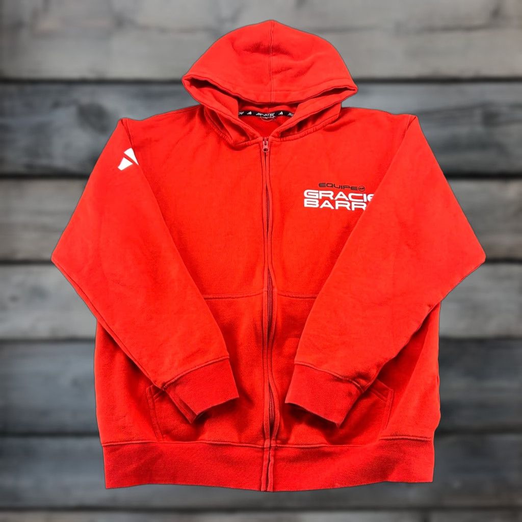 Adidas Gracie Barra Jiu Jitsu Hoodie Mens L Red Adidas Full Zip Sweatshirt Size US L / EU 52-54 / 3 - 1 Thumbnail