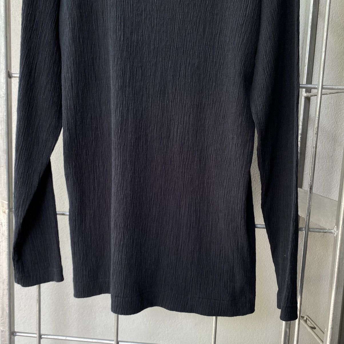 Issey Miyake Plantation Black Crinkled Stretch Long Sleeve Top Size M / US 6-8 / IT 42-44 - 9 Thumbnail