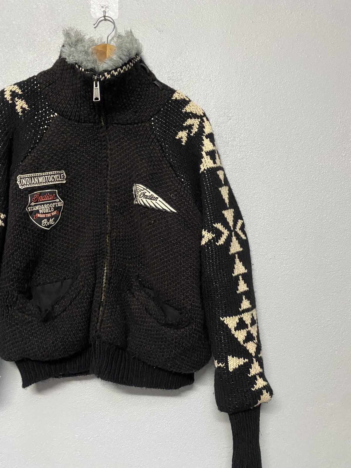 Indian Motorcycle Indian Motorcycle club fur knit navajo print jacket Size US M / EU 48-50 / 2 - 11 Thumbnail