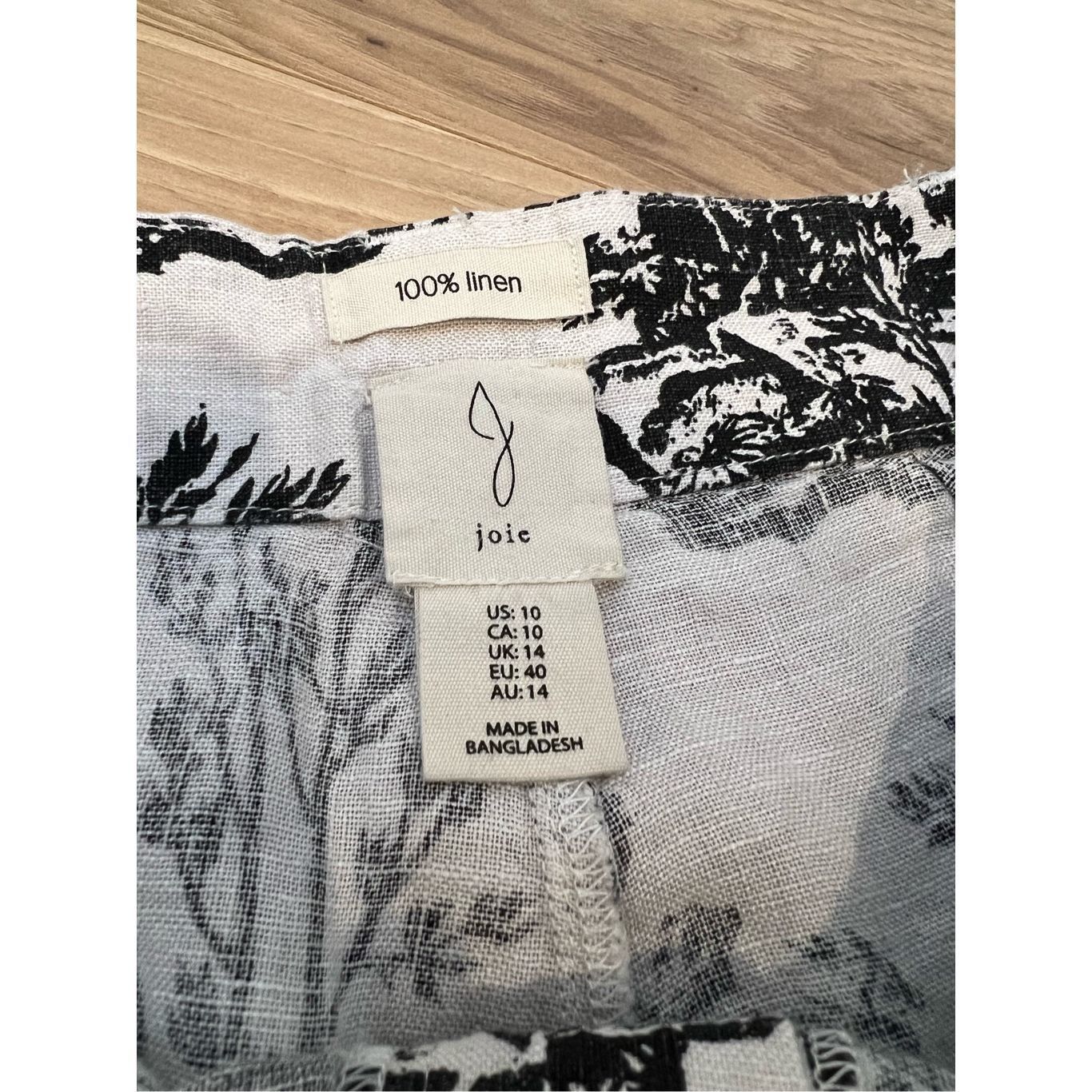 Joie Joie NWT Pants Wide Leg Linen Tree Printed Ivory/Black Pocke Size 32" / US 10 / IT 46 - 4 Thumbnail