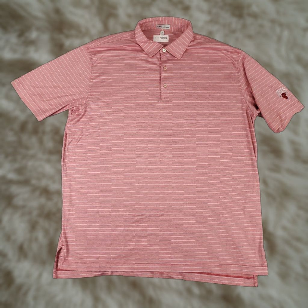Peter Millar VINTAGE Peter Millar Polo Shirt Mens XL Pink Striped Cotton Golf Short Sleeve Men Size US XL / EU 56 / 4 - 1 Thumbnail