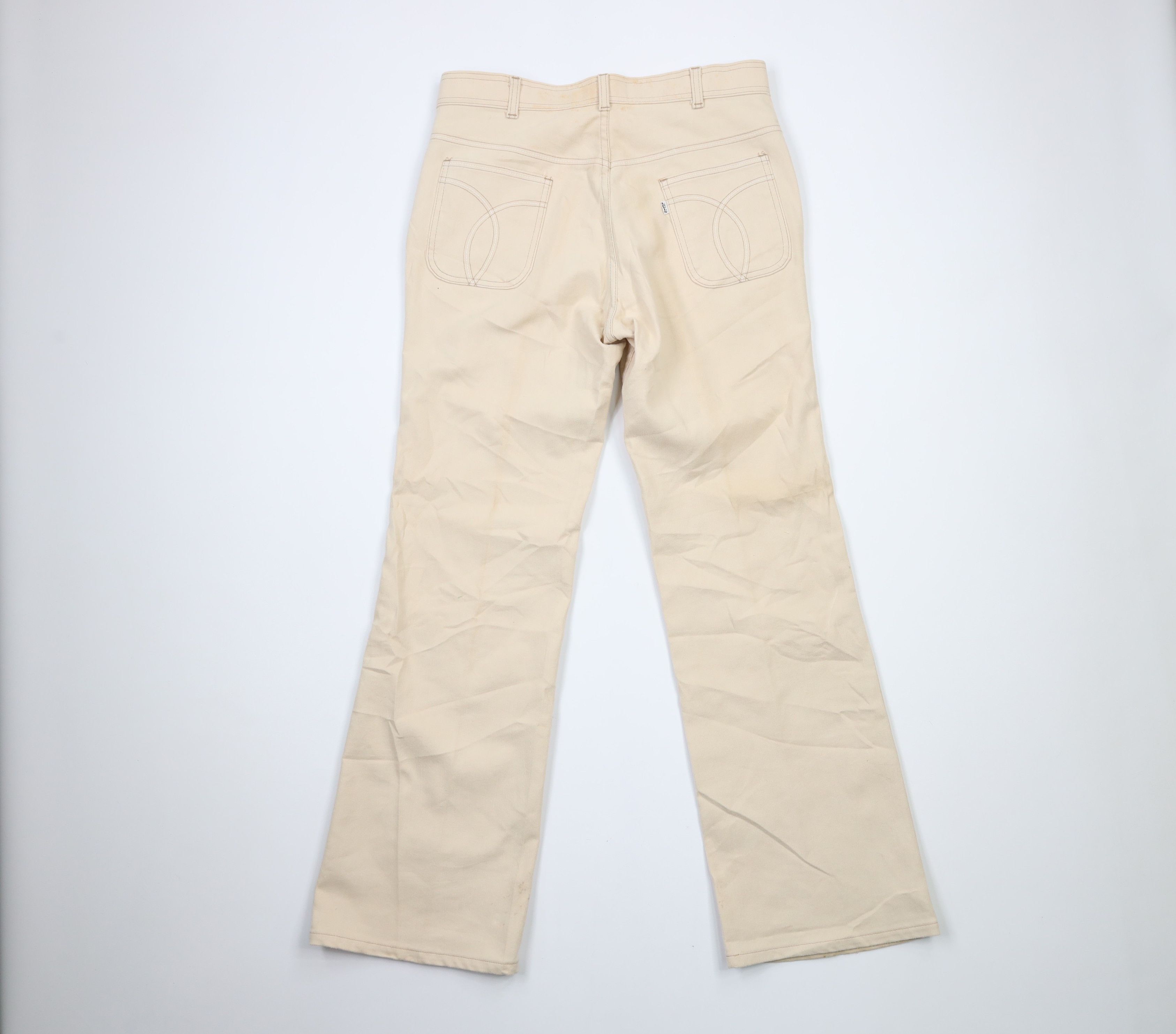 Levi's × Vintage Vintage 70s Levis Wide Leg Bell Bottoms Jeans Cream USA Size US 34 / EU 50 - 11 Thumbnail