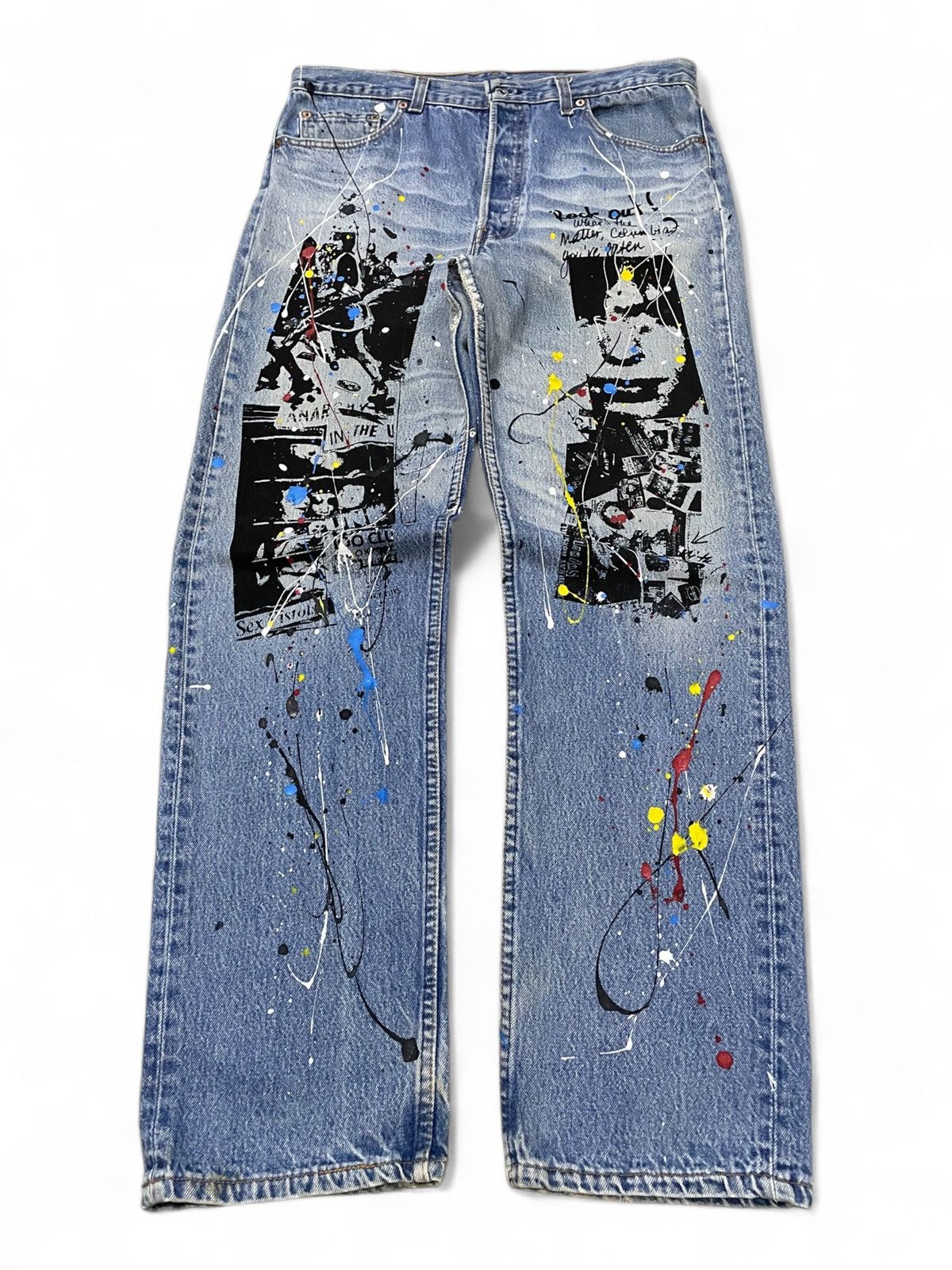 Hysteric Glamour × Levi's × Seditionaries Vintage Levis 501 Riot Poems Paint Splatter Jeans Size US 34 / EU 50 - 1 Thumbnail