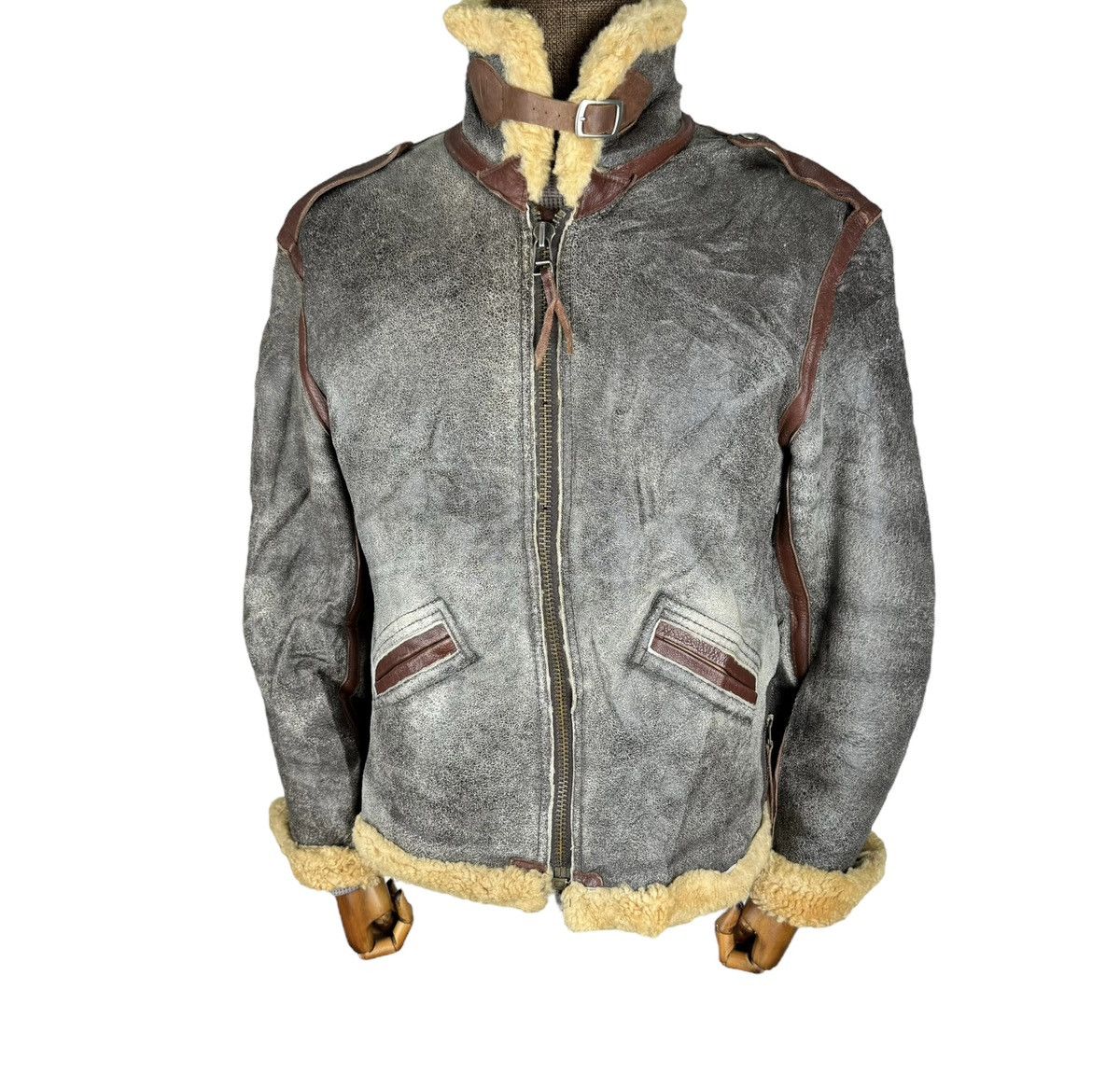 Harley Davidson ☀️HARLEY DAVIDSON B3 SHEEPSKIN BIKERS LEATHER JACKET Size US L / EU 52-54 / 3 - 2 Thumbnail