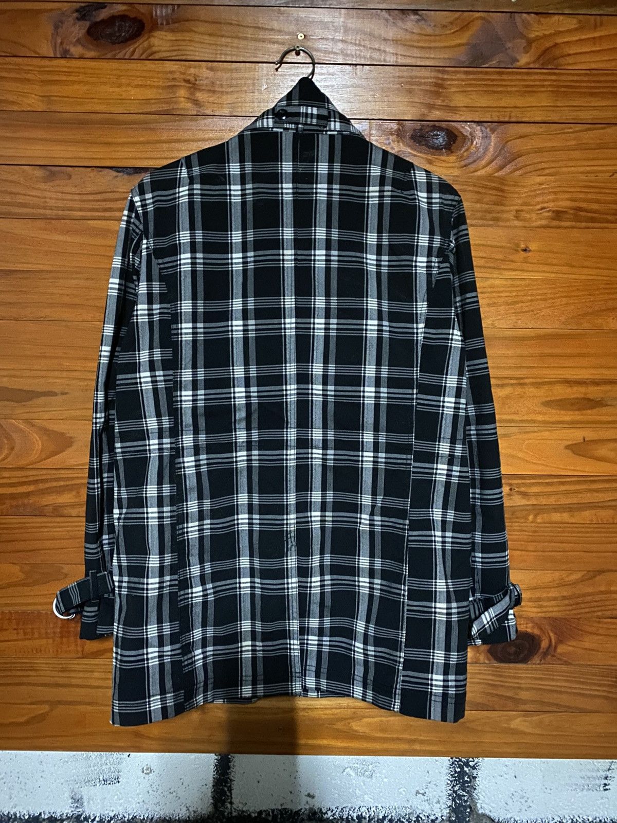 Japanese Brand Beno Modern Expression Black White Plaid Lolita Long Jacket Size US M / EU 48-50 / 2 - 12 Thumbnail