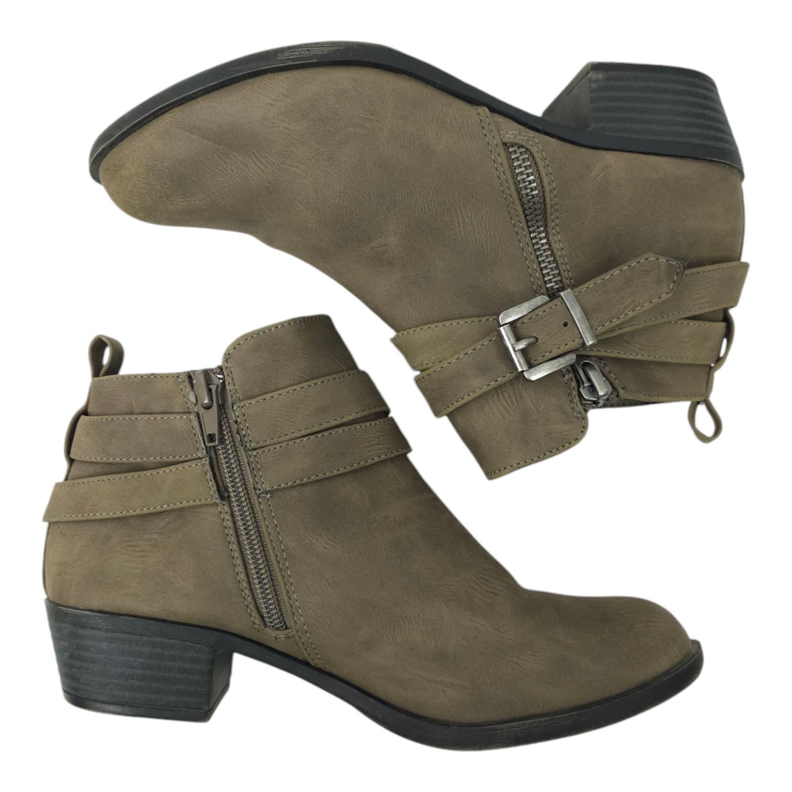 Other Madden Girl Beckk Ankle Boots 7 M Taupe Zip Double Strap Size US 7 / IT 37 - 3 Thumbnail