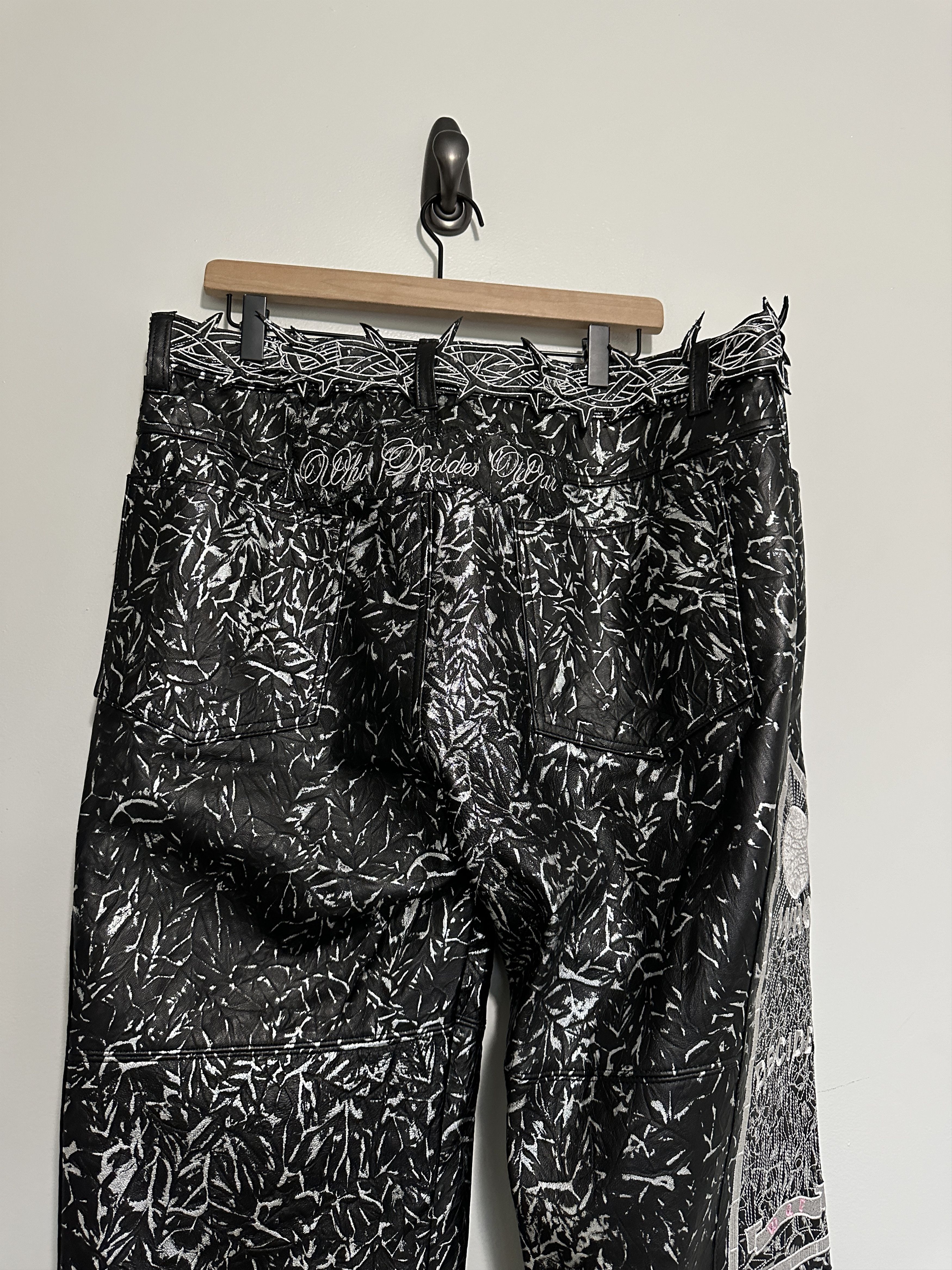 Who Decides War Who Decides War Black Leather Foil Pants NEW 36 Size US 36 / EU 52 - 3 Thumbnail