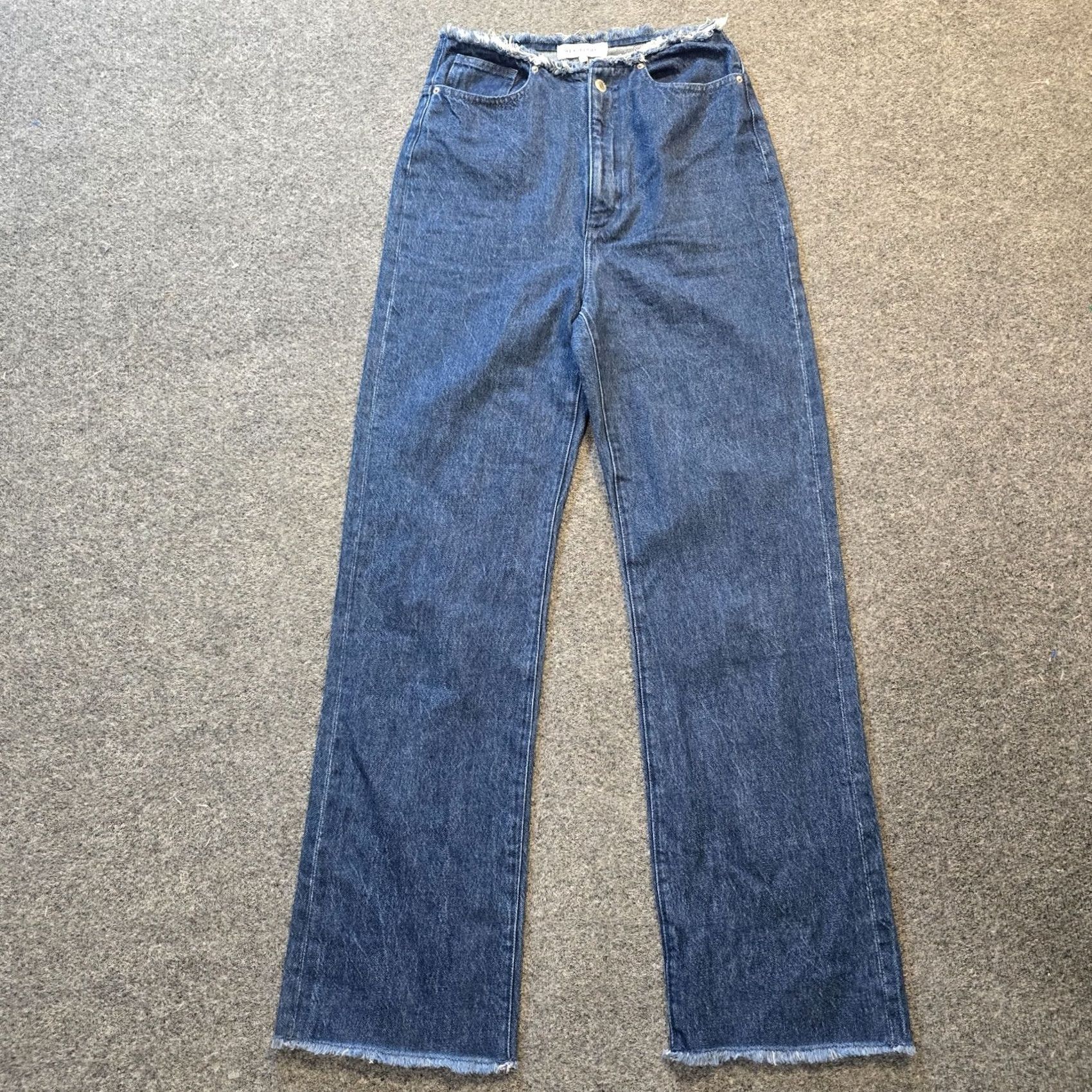 Vintage We Wore What Jeans Womens 27 Long Blue Raw Hem Straight Leg Capsule Casual Denim Jeans Women Regular 32in Inseam Capusle No Fade Dark Wash - Size 27" / US 4 / IT 40 - 2 Thumbnail
