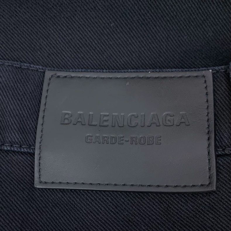 Balenciaga Balenciaga Black leather and cotton wide-leg casual denim Size US 31 - 6 Thumbnail