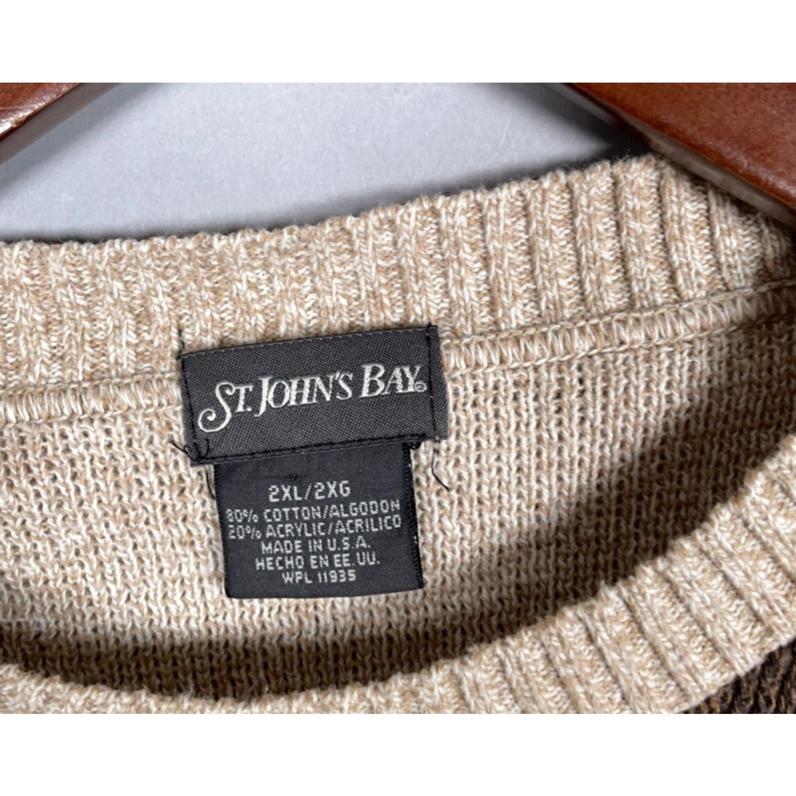 Vintage VINTAGE St. John's Bay Sweater Adult 2XL Beige Geometric Pattern Crew Neck Knit Pullover 90s Dad Retro USA Made Mens Size US XXL / EU 58 / 5 - 4 Thumbnail