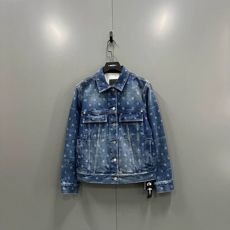 Givenchy Givenchy All-Over Logo Single-Breasted Denim Jacket Size US S / EU 44-46 / 1 - 1 Thumbnail