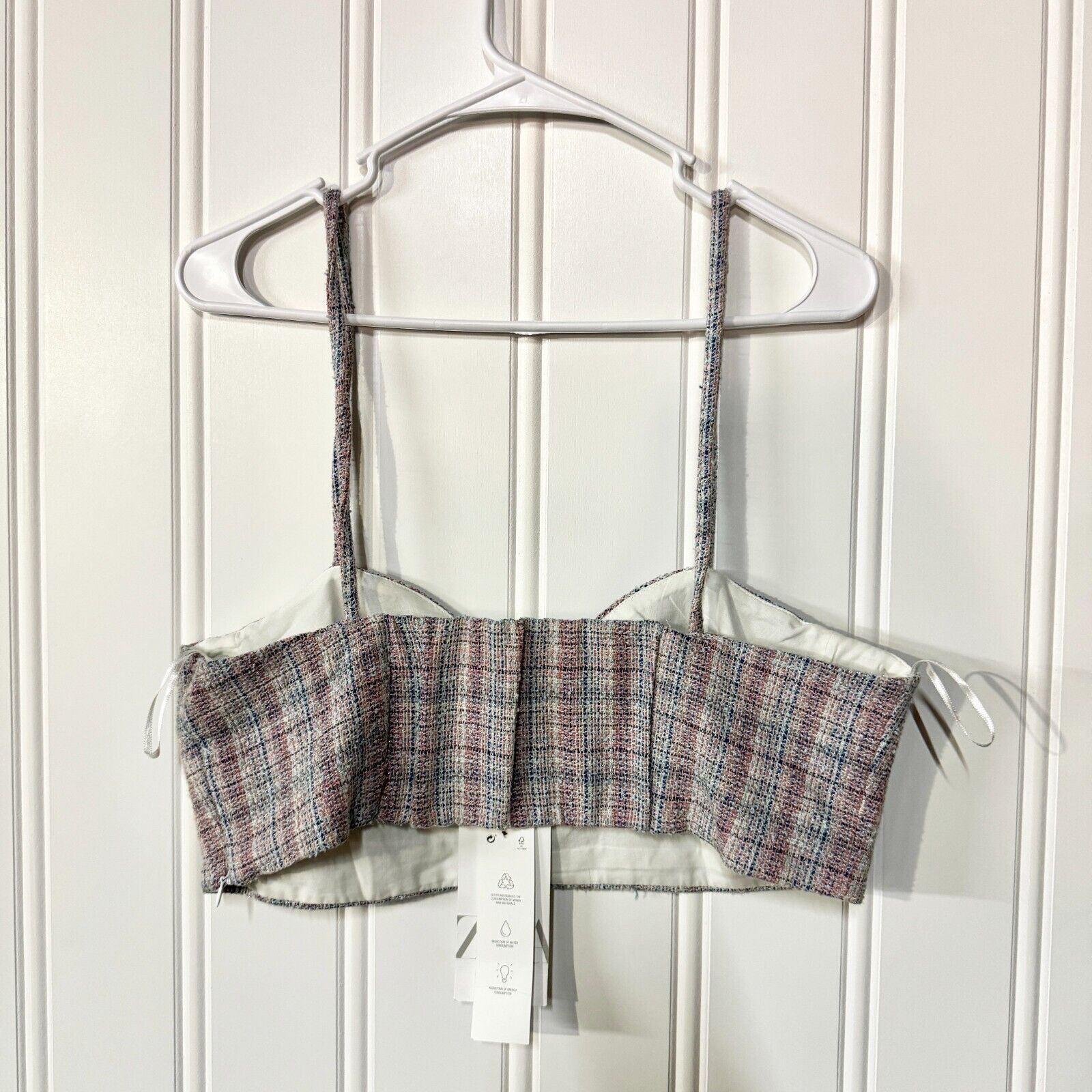 Zara Zara Cami Size XL Knit Plaid Woven Crop Spaghetti Strap NWT Size XL / US 12-14 / IT 48-50 - 4 Thumbnail