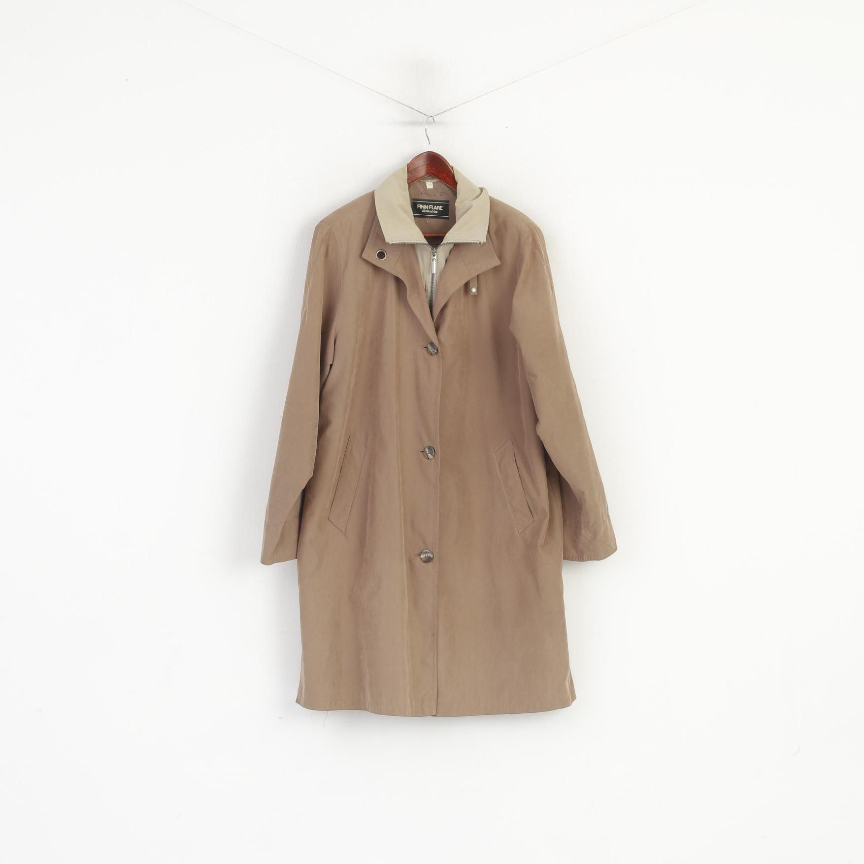 Vintage Finn-Flare Collection Women 40 L Coat Taupe Zip Up 7156 Size L / US 10 / IT 46 - 2 Thumbnail
