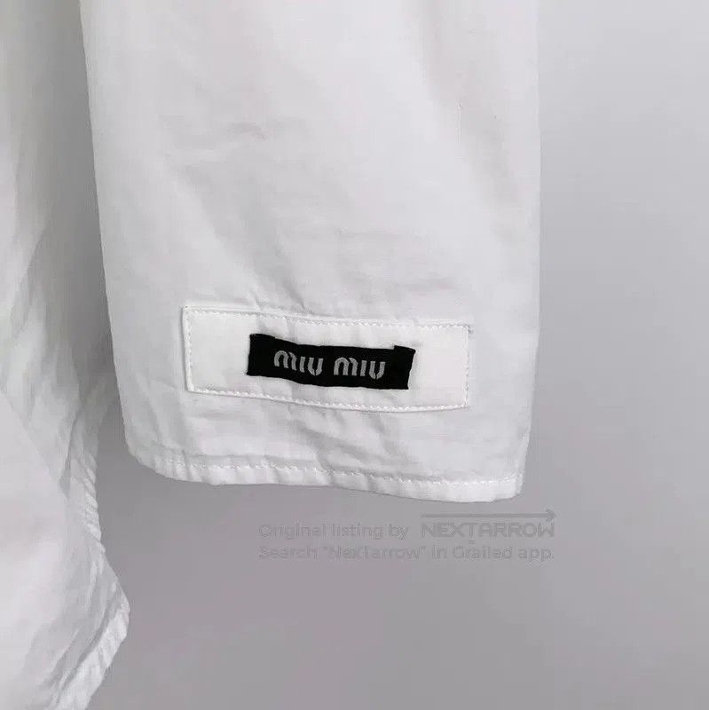 Miu Miu Miu Miu White Cotton Midi Dress for Women . Size S / US 4 / IT 40 - 4 Thumbnail
