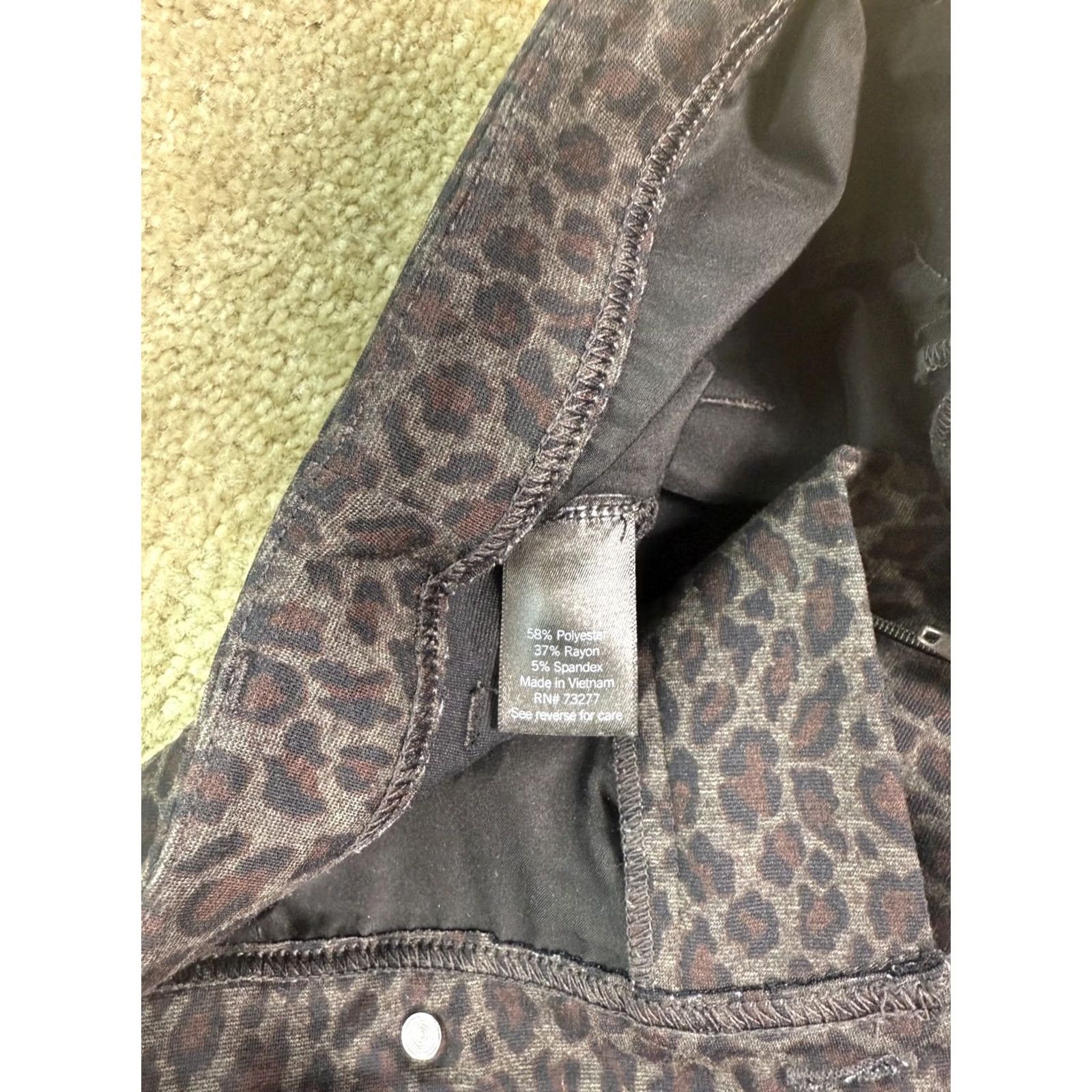 Vera Wang Vera Wang Pants Womens L Twill Leopard High Rise Skinny Officecore Multicolor Size 36" / US 14 / IT 50 - 7 Thumbnail