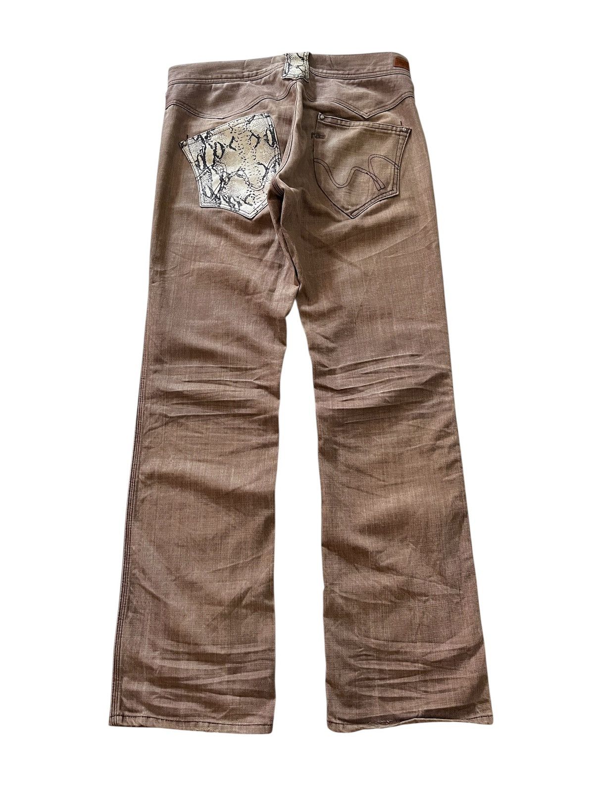 Tornado Mart JAPANESE NCFM SNAKE PHYTON FLARED JEANS Size US 33 - 1 Thumbnail