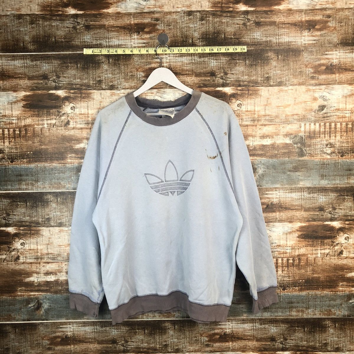 Adidas Adidas vintage logo Light Blue Sweatshirt #A1448 Size US L / EU 52-54 / 3 - 1 Thumbnail