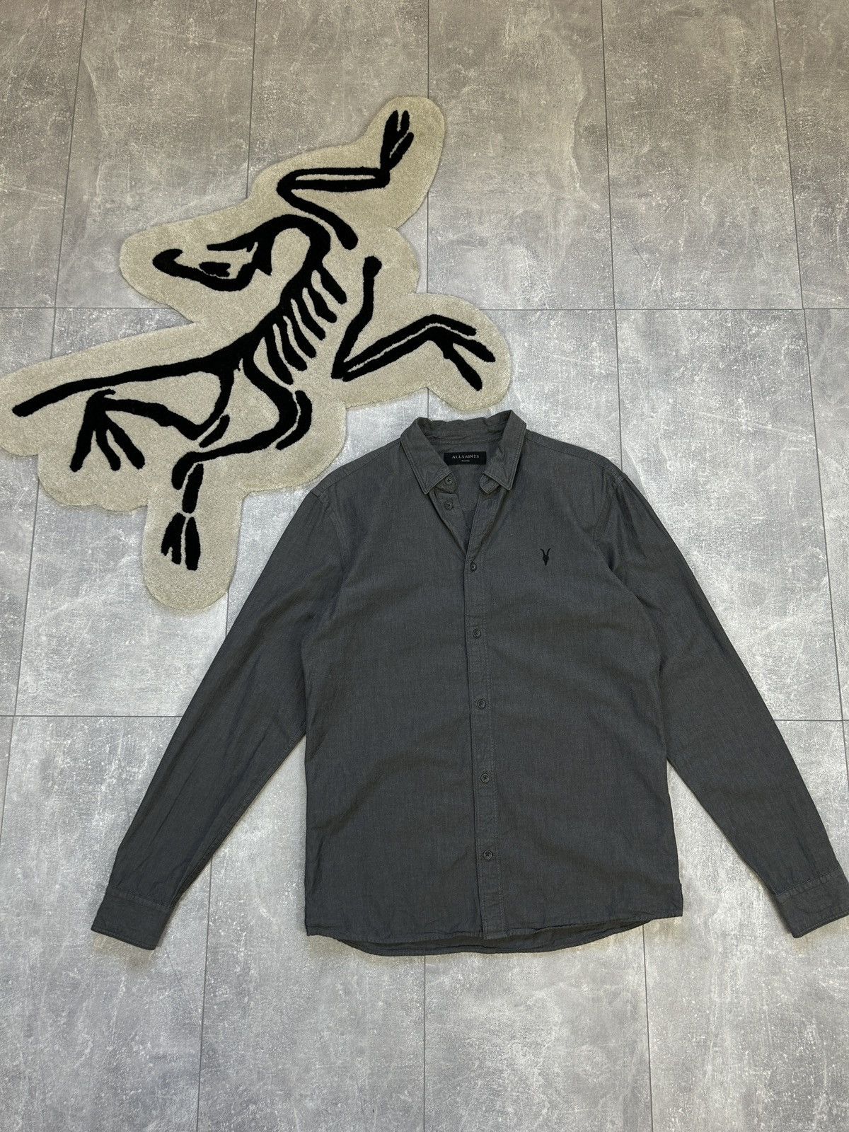 Allsaints Mens Vintage AllSaints Shirts button up luxury grey Japanese Size US S / EU 44-46 / 1 - 16 Thumbnail