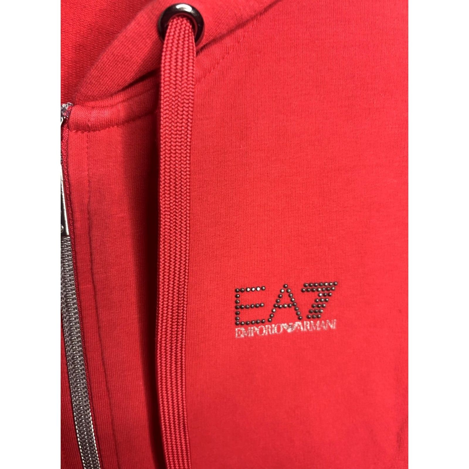 Emporio Armani EA7 Emporio Armani Hoodie Womens M Red Full Zip Rhinestone Logo Eagle Track Size M / US 6-8 / IT 42-44 - 3 Thumbnail