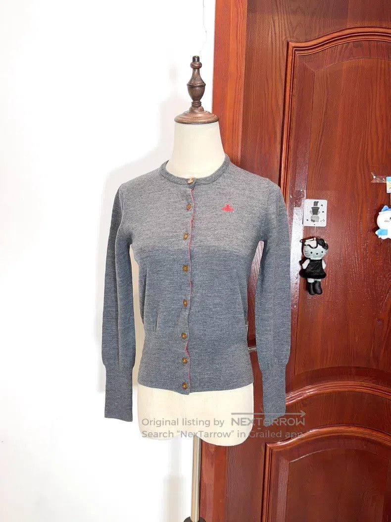Vivienne Westwood Vivienne Westwood Gray Knit Wool Cardigan Size L / US 10 / IT 46 - 1 Thumbnail