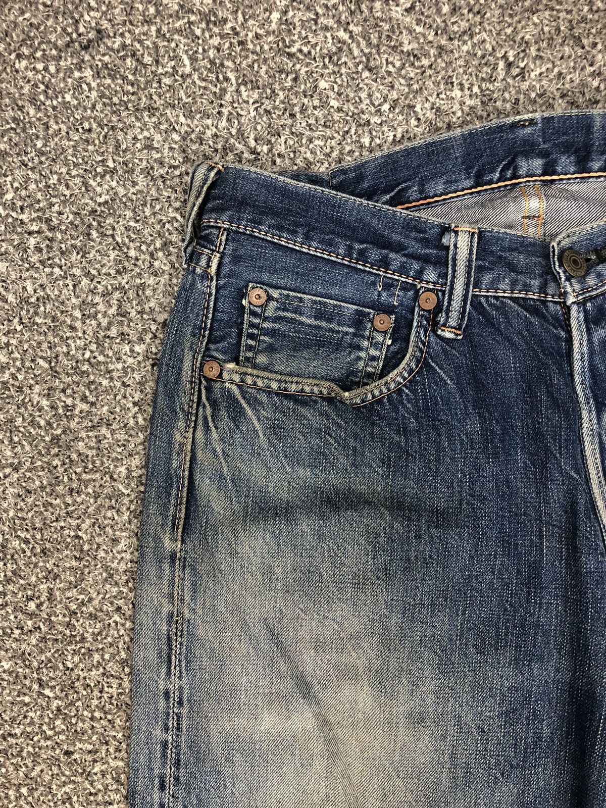Evisu Vintage Distressed Japanese Brand Fullcount Selvage Jeans Size US 30 / EU 46 - 6 Thumbnail