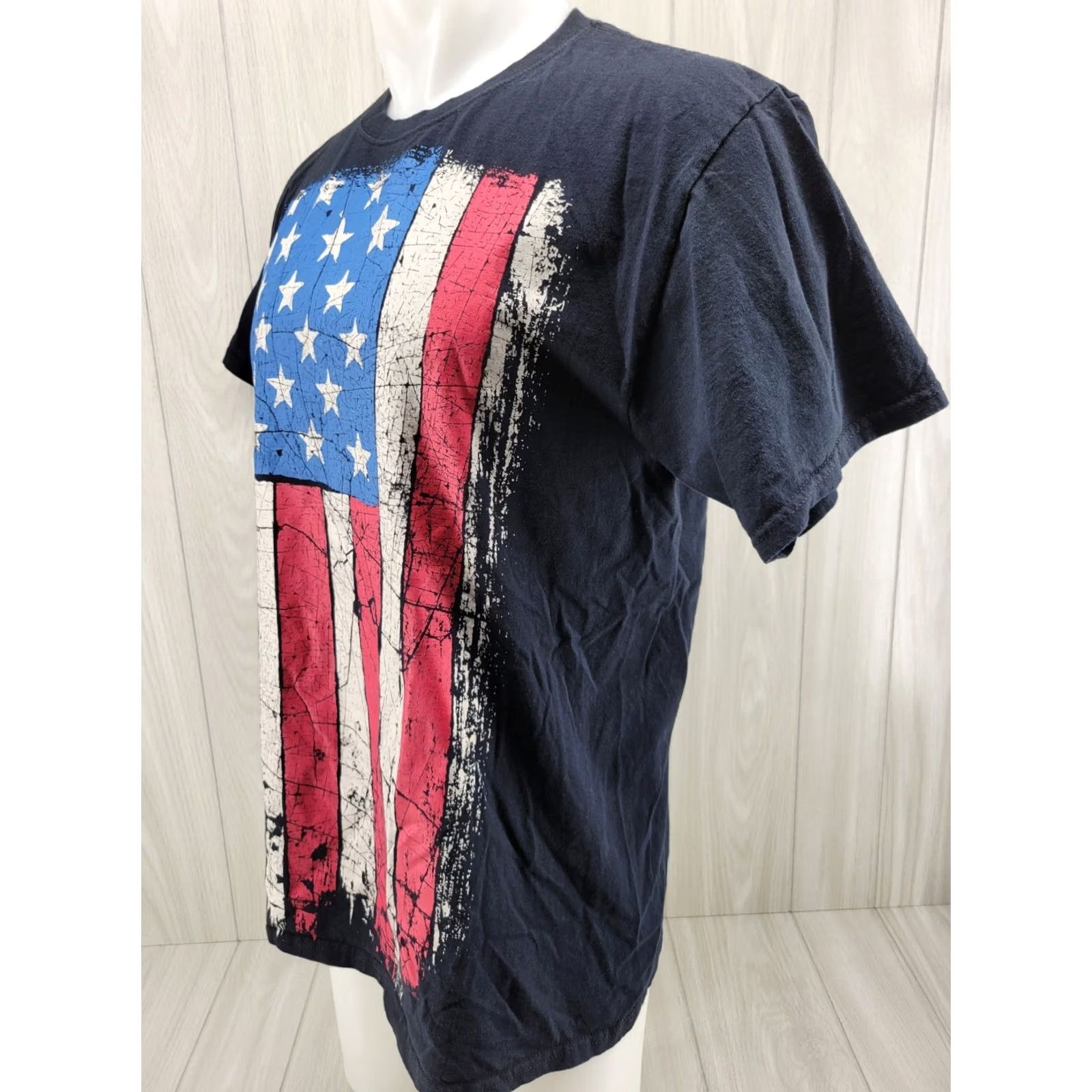 Fruit Of The Loom VINTAGE American Flag Shirt Mens Large Black Red White Blue Fruit Of The Loom Size US L / EU 52-54 / 3 - 3 Thumbnail
