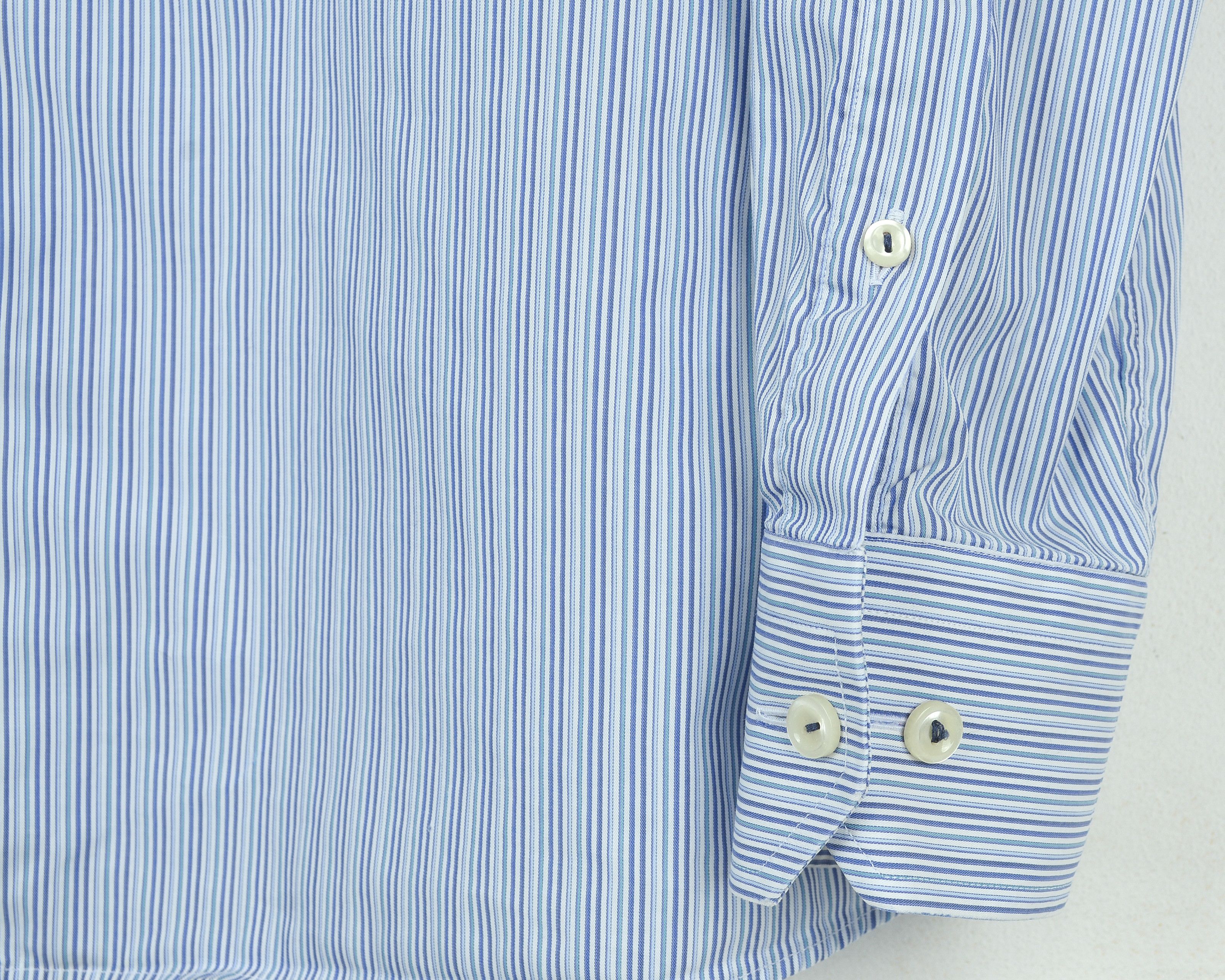 Eton ETON Contemporary Cotton Shirt Formal Pinstriped Casual Size 40R - 3 Thumbnail