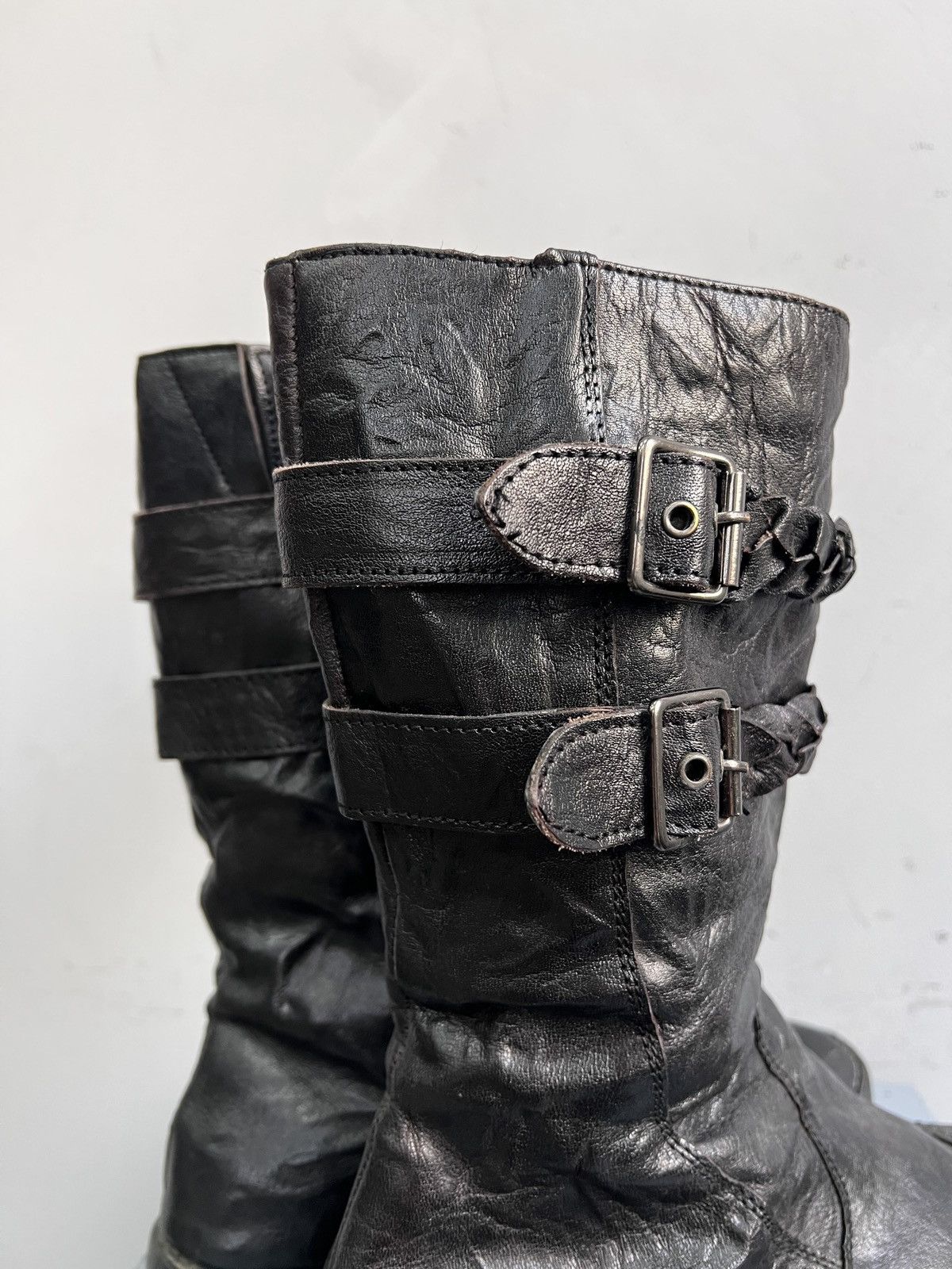 Hedi Slimane A.S. 98 style leather moto belted boots gothic style hype Size US 8 / EU 41 - 8 Thumbnail